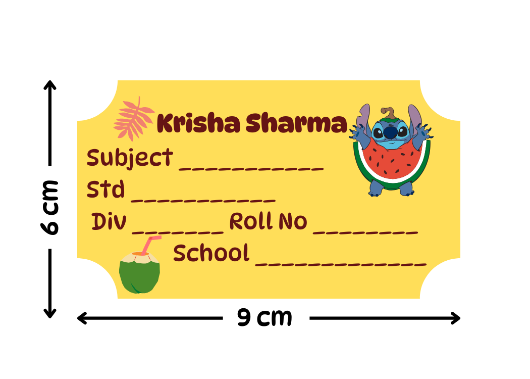 Personalized School Lables and Name Stickers | Stitch Theme School Lables and Name Stickers | Custome Waterproof Name Label for Books, Notebooks, Water Bottles, Tiffins, Stationery, 27 Pieces