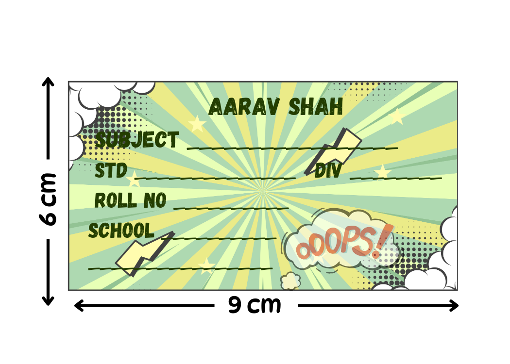 Personalized School Lables and Name Stickers | Comic Theme School Lables and Name Stickers | Custome Waterproof Name Label for Books, Notebooks, Water Bottles, Tiffins, Stationery, 27 Pieces