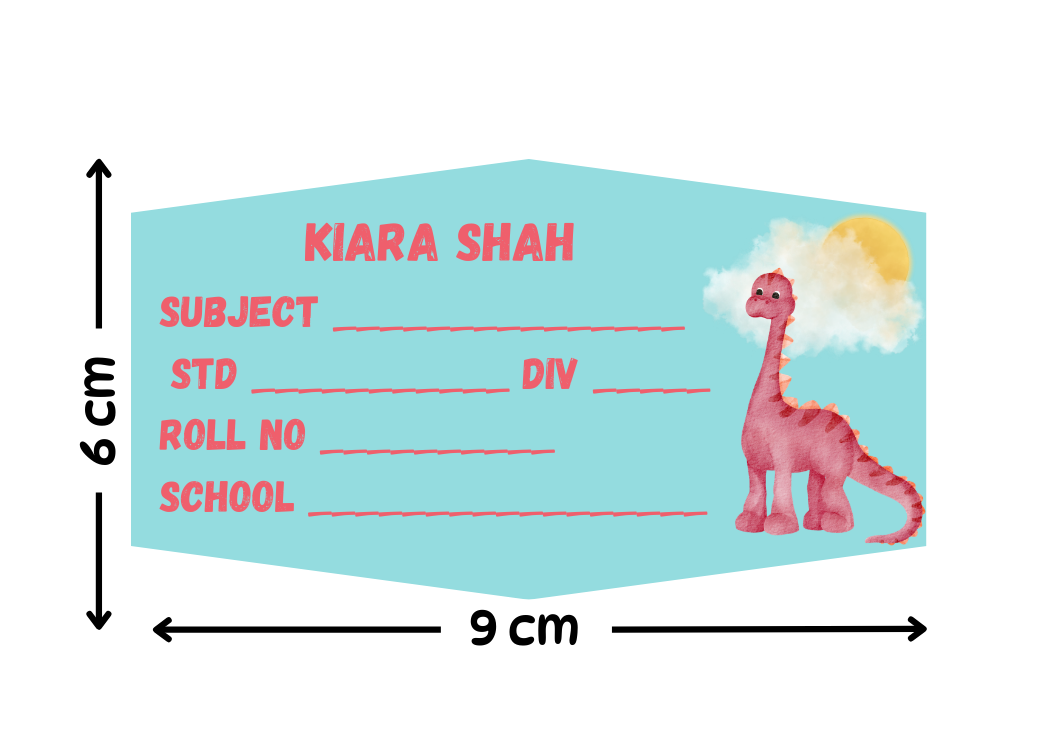 Personalized School Lables and Name Stickers | Dinosaur Theme School Lables and Name Stickers | Custome Waterproof Name Label for Books, Notebooks, Water Bottles, Tiffins, Stationery, 27 Pieces