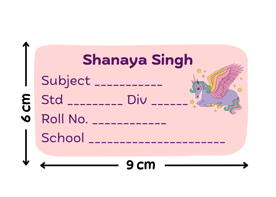 Personalized School Lables and Name Stickers | Unicorn Theme School Lables and Name Stickers | Custome Waterproof Name Label for Books, Notebooks, Water Bottles, Tiffins, Stationery, 27 Pieces