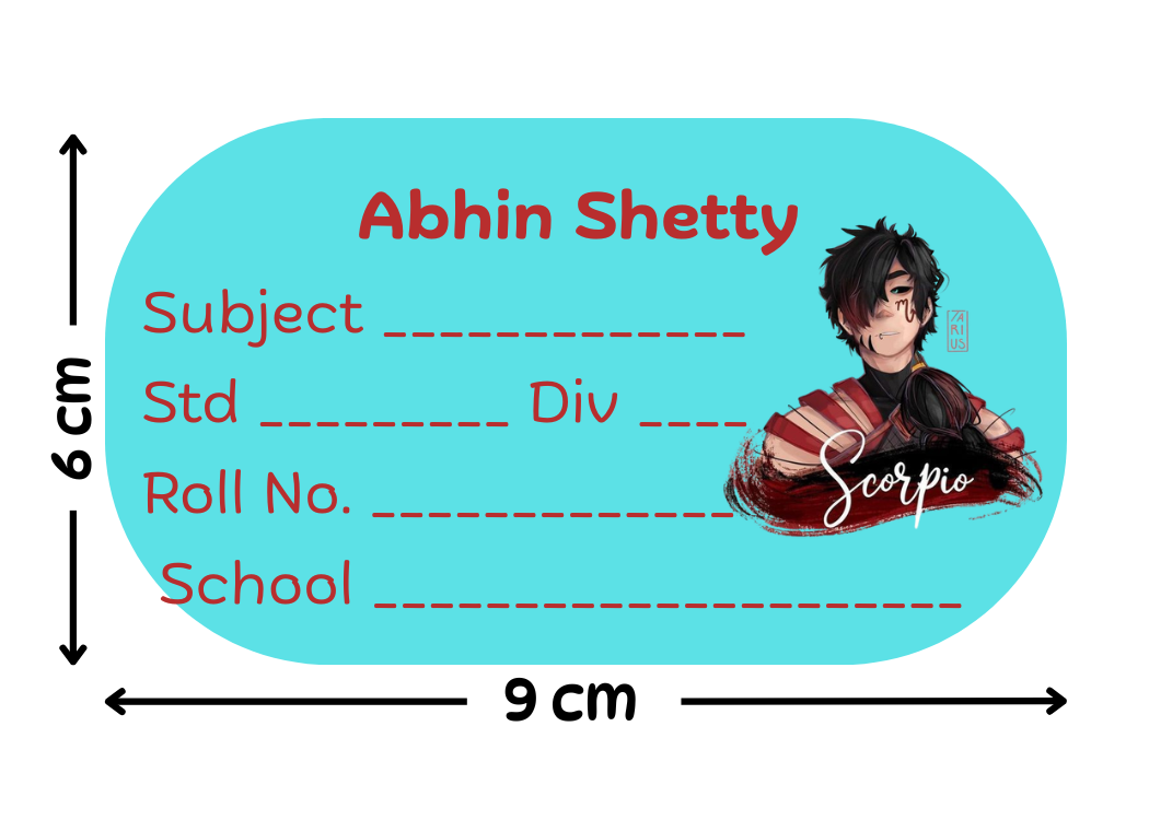 Personalized School Labels and Name Stickers | Anime Theme School Labels and Name Stickers | Custom Waterproof Name Label for Books, Notebooks, Water Bottles, Tiffin, Stationery, 27 Pieces
