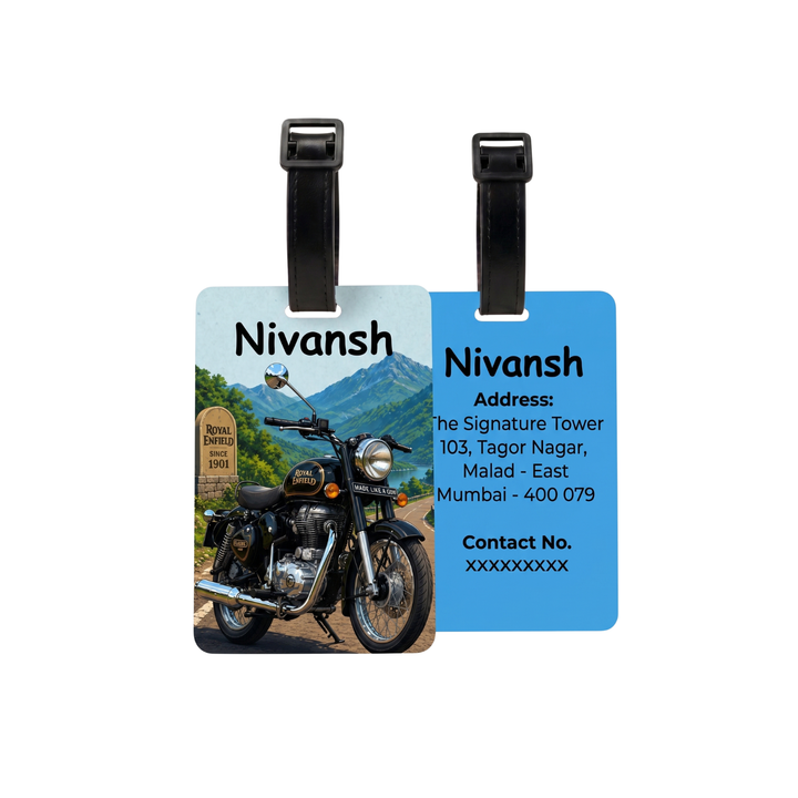 Personalized Luggage Tag | Customized Bag Tag for Kids | Luggage Tag for Travel, School, Office, Camping, etc | Gift for Kids (Bike)