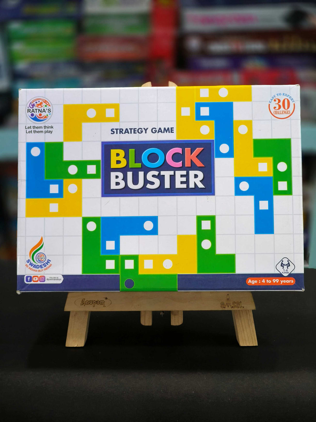 Ratna's Block Buster Strategy Game, 30 Challenges Easy to Hard Puzzle Solving Board Game for Kids & Adults - KtoY