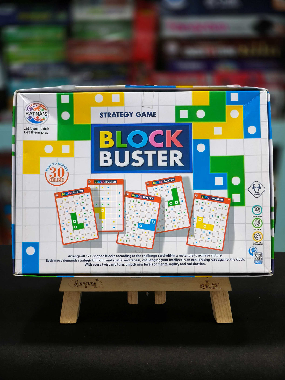 Ratna's Block Buster Strategy Game, 30 Challenges Easy to Hard Puzzle Solving Board Game for Kids & Adults - KtoY