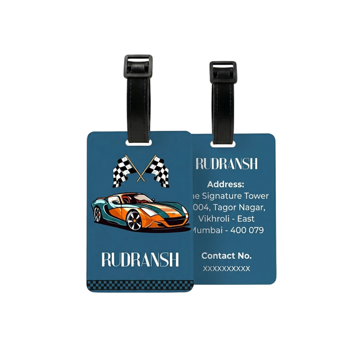 Personalized Luggage Tag | Customized Bag Tag for Kids | Luggage Tag for Travel, School, Office, Camping, etc | Gift for Kids (Car)