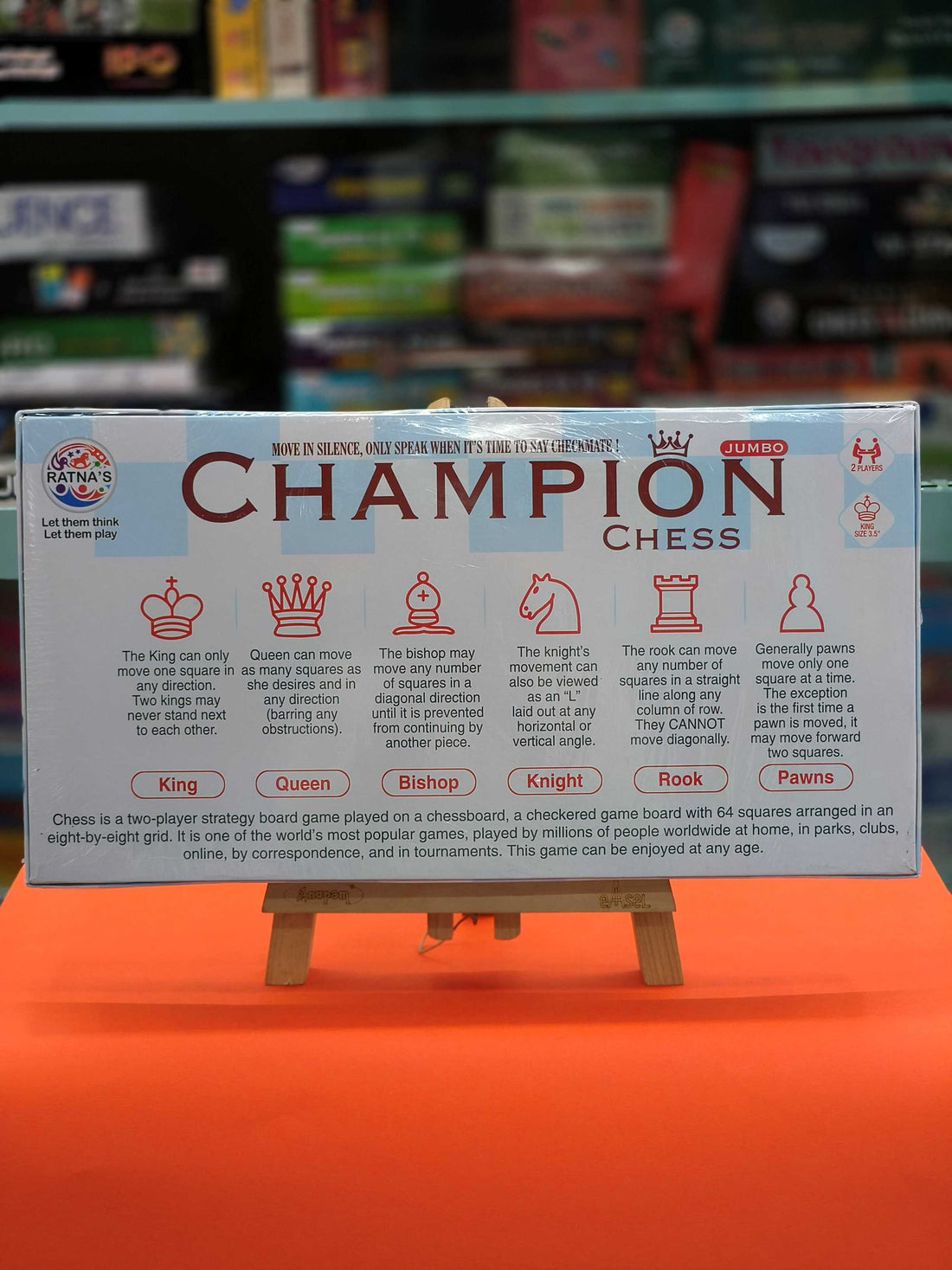 Ratna's Champion Chess Jumbo, Classic Strategy Game to Develop Strategy Building and Concentration (Jumbo Size), Ages 7 & Above - KtoY