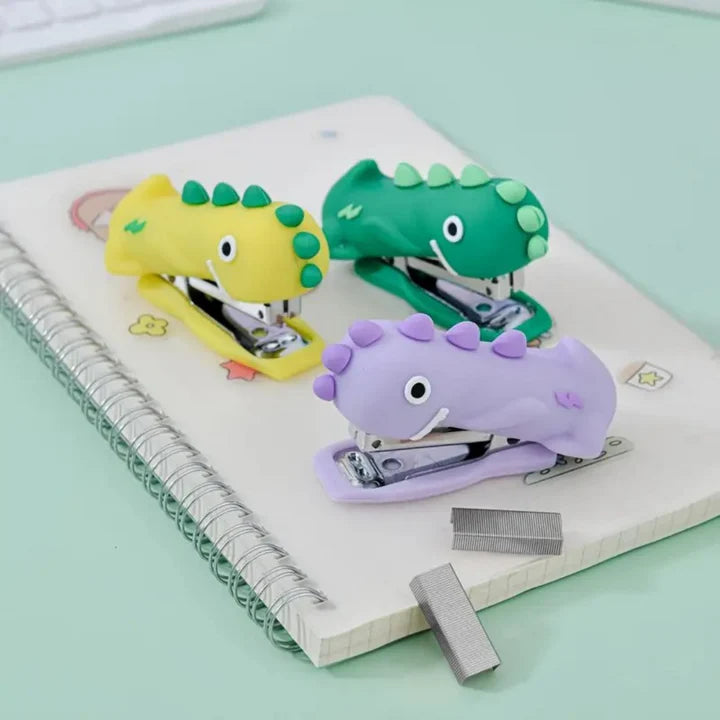Cute Dino Mini Desktop Stapler Hand Stapler for Office Home | Assorted Colours - KtoY