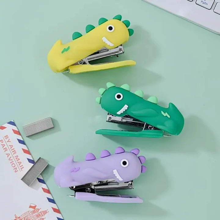 Cute Dino Mini Desktop Stapler Hand Stapler for Office Home | Assorted Colours - KtoY