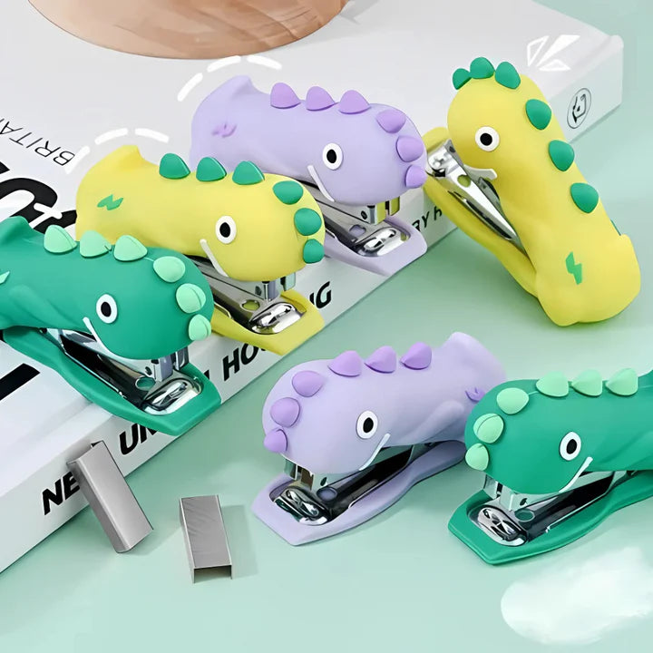 Cute Dino Mini Desktop Stapler Hand Stapler for Office Home | Assorted Colours - KtoY