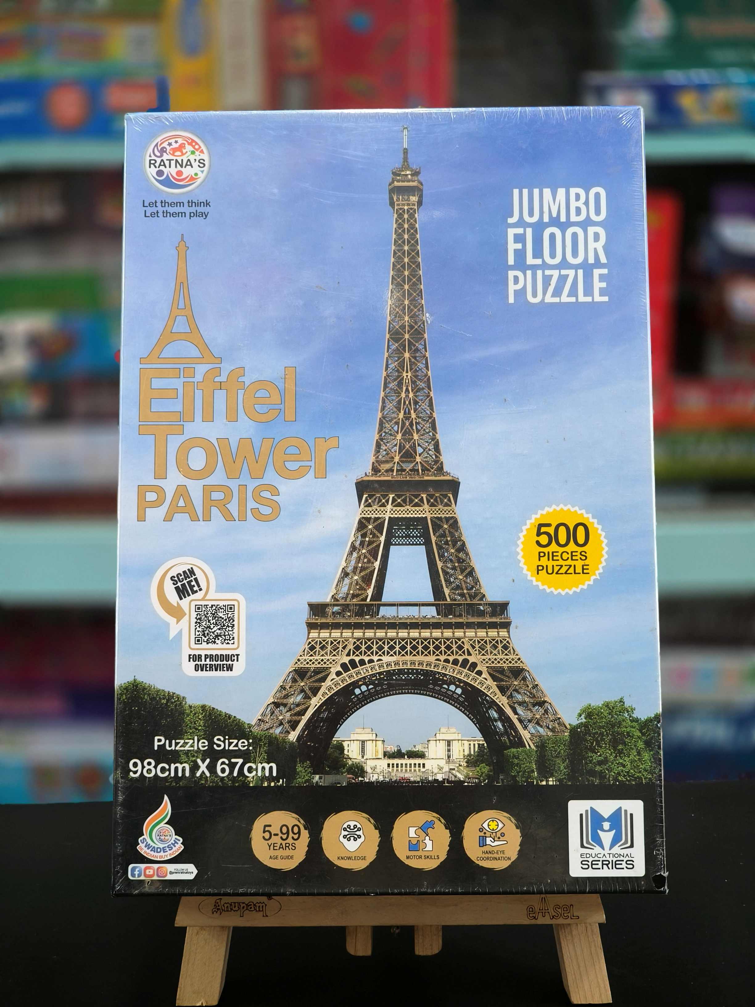 Ratna's Jumbo Floor Puzzle Eiffel Tower 500 Pieces Jumbo Jigsaw Puzzle Size (98 cm X 67 cm) - KtoY