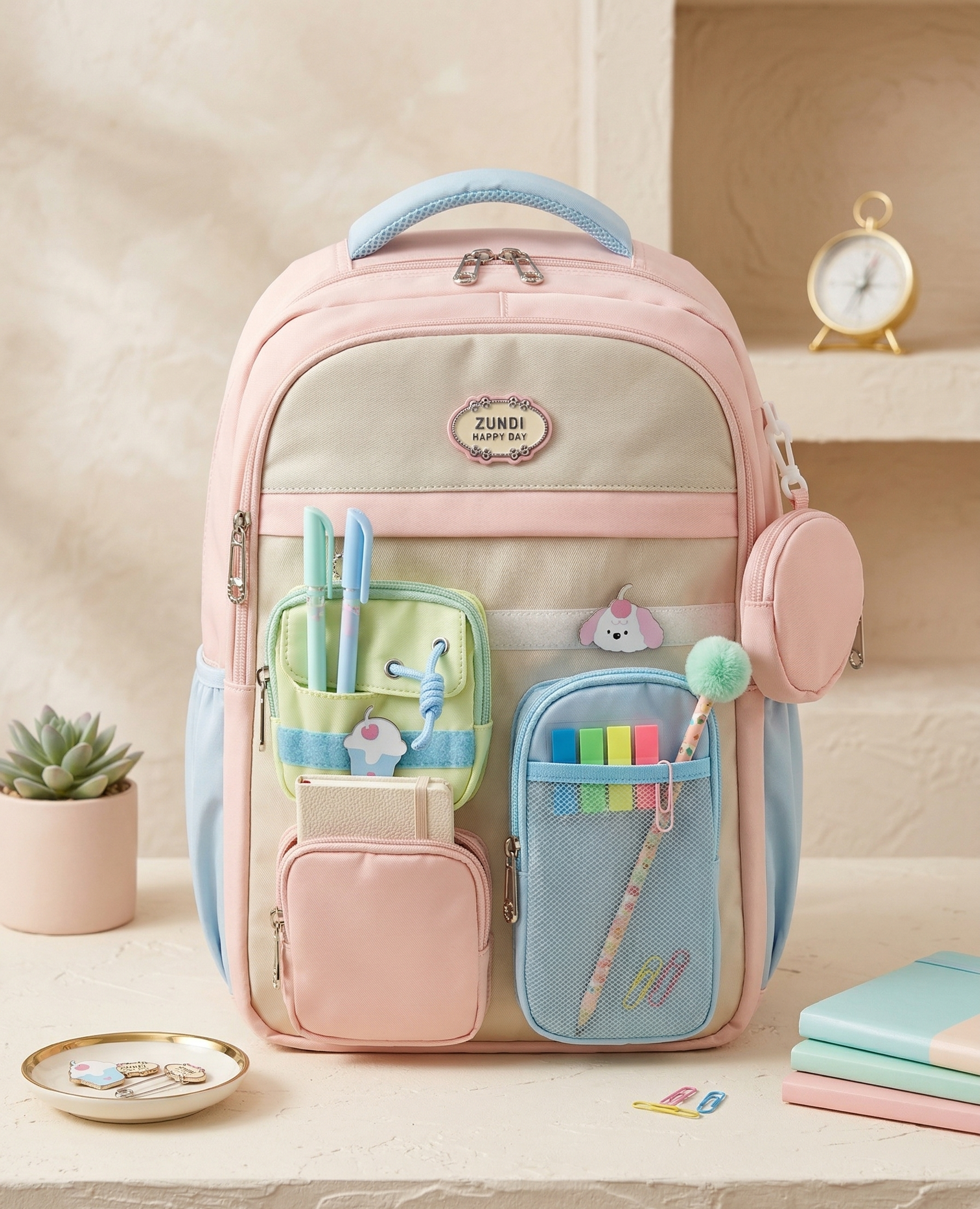 Large Capacity Schoolbag for Girls | Stylish Backpack for Middle School Students | Backpack for Girls with Small Zipper Pouch | 18 Inch Bookbags Backpack for School, Camping, Travel