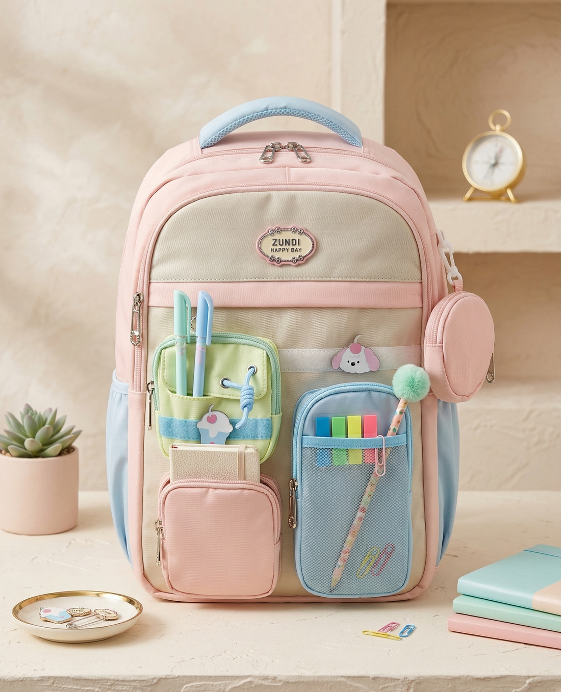 Large Capacity Schoolbag for Girls | Stylish Backpack for Middle School Students | Backpack for Girls with Small Zipper Pouch | 18 Inch Bookbags Backpack for School, Camping, Travel