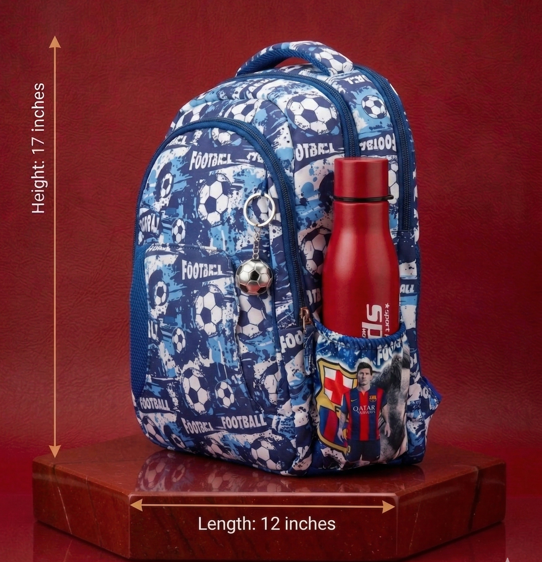 Messi Bagpack for Kids | Daypack Schoolbag Teen Boys School Book Bag Football Lover Messi Fan | 17" Bagpack for Messi Lover