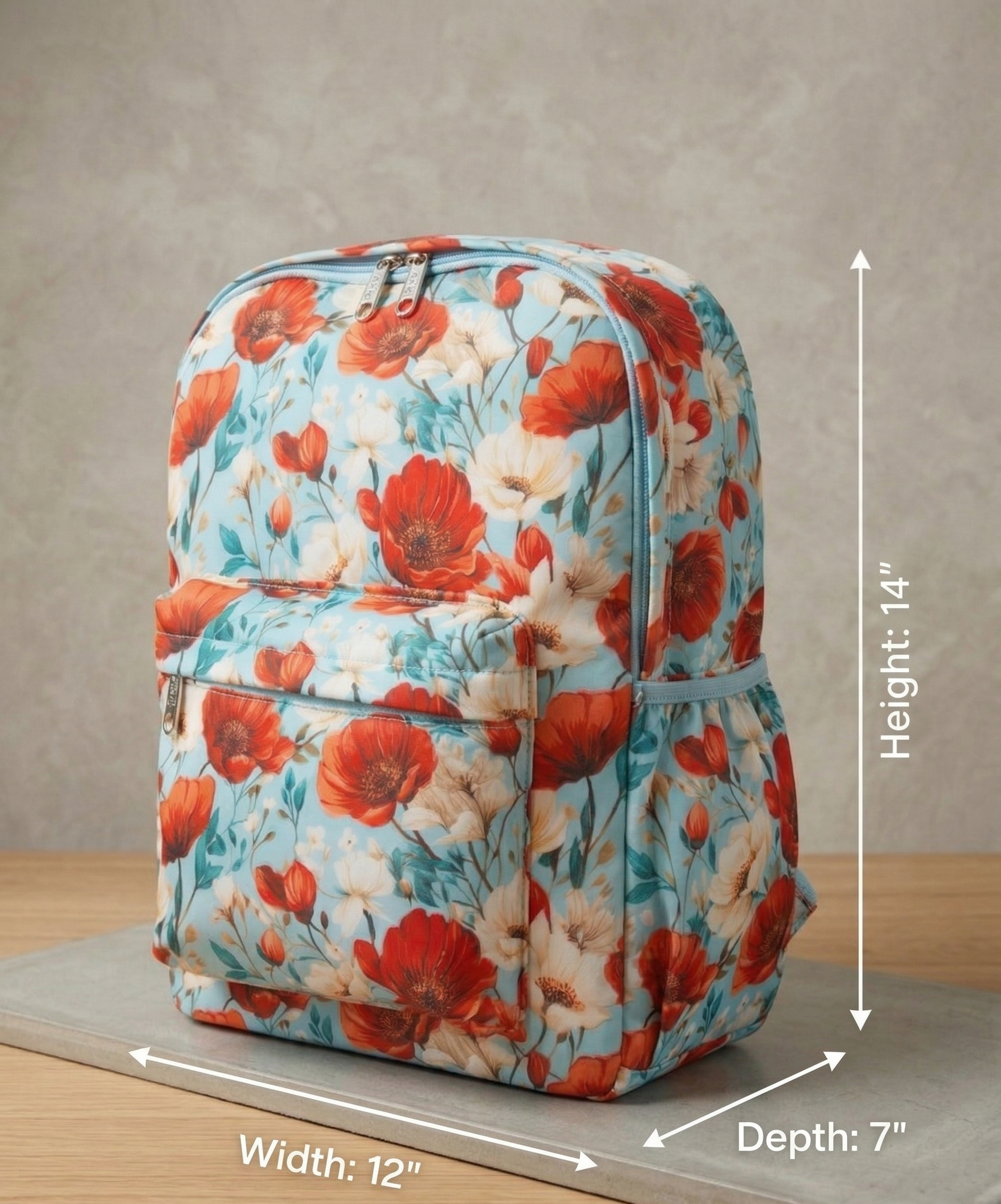 Stylish Printed Backpack for Girls / Females | Multipurpose | Floral Print Travelling Bag for School, College and Official Use | Backpack with Bottle Compartment and Mini Front Pocket | Tuition Bag | Day Bagpacker