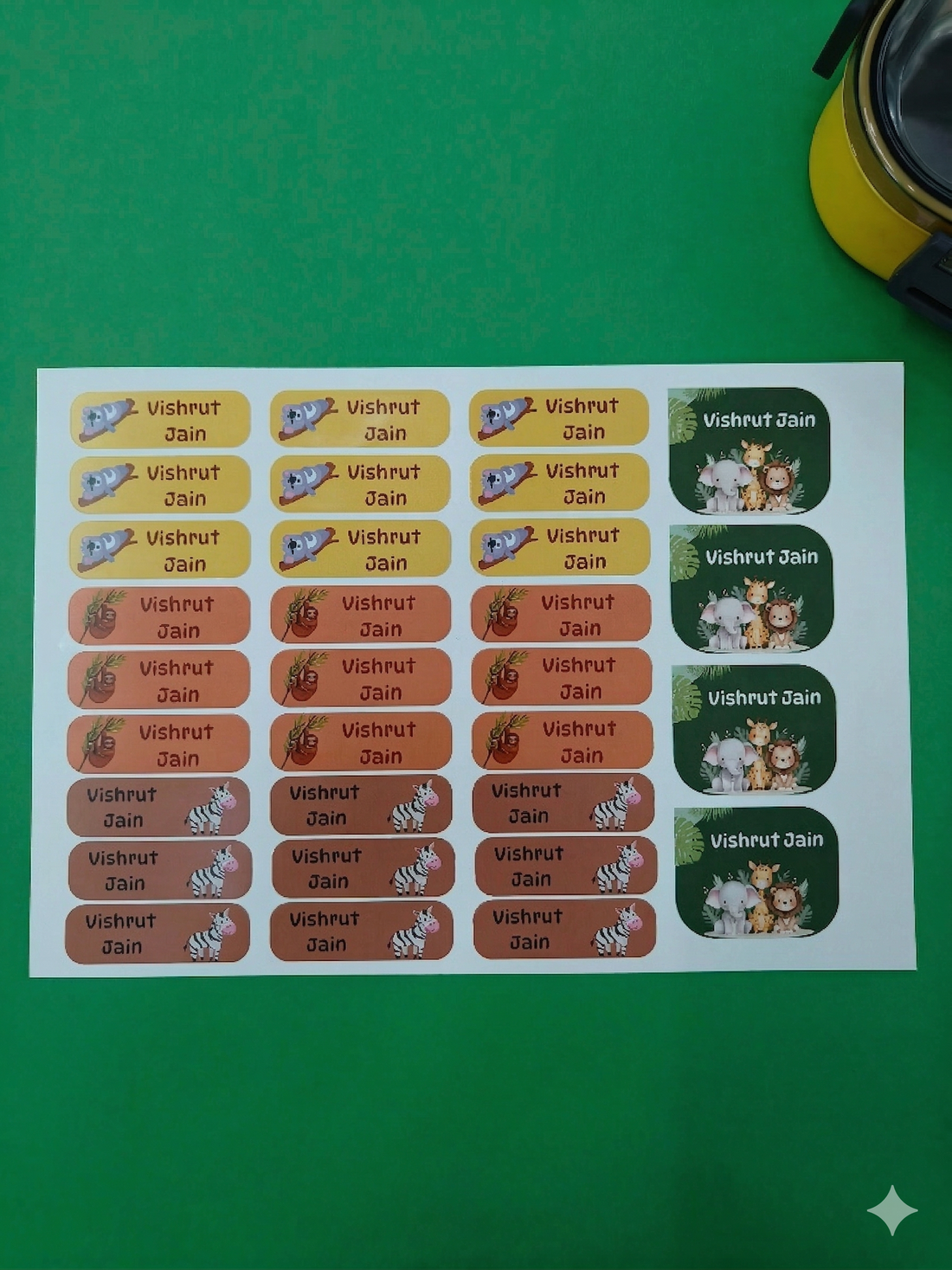 K to Y Personalized Waterproof Name Stickers for Kids | Waterproof Labels for School Notebooks, Lunch Box, Waterbottle, Stationery | Gift for Kids (Pack of 54) (Jungle)
