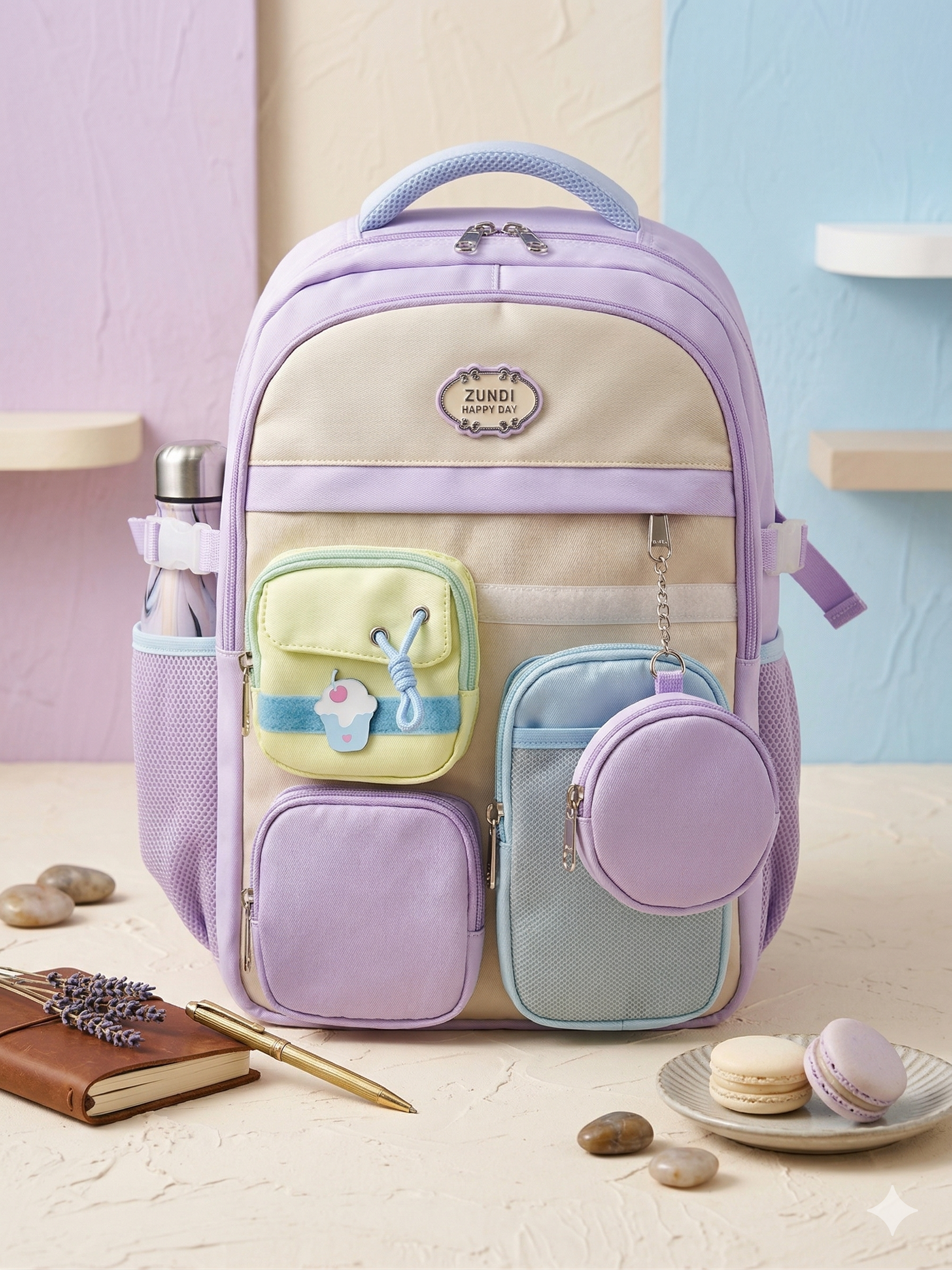 Large Capacity Schoolbag for Girls | Stylish Backpack for Middle School Students | Backpack for Girls with Small Zipper Pouch | 18 Inch Bookbags Backpack for School, Camping, Travel