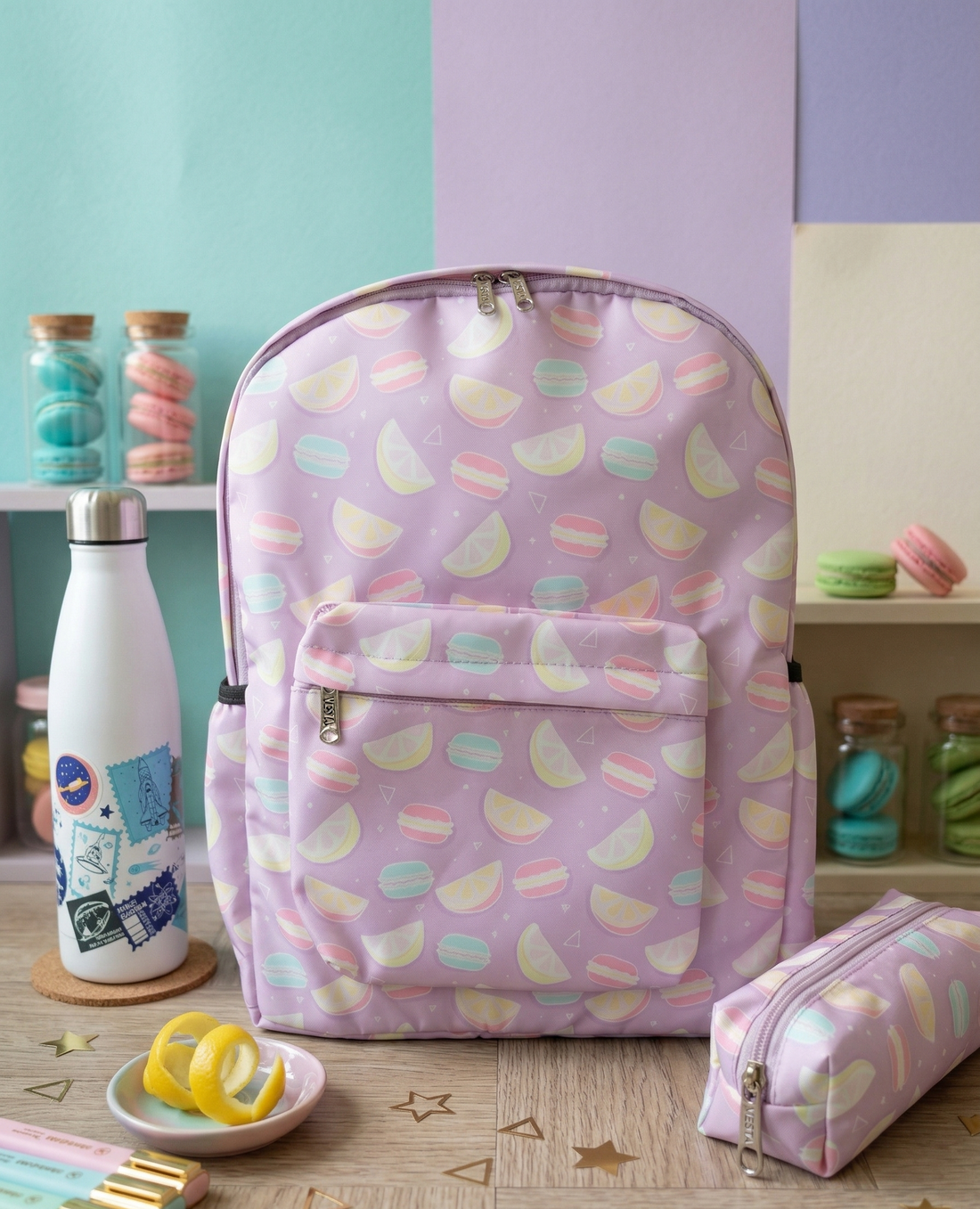 Stylish Printed Backpack for Girls and Kids | Multipurpose | Print Travelling Bag for School and College Use | Backpack with Bottle Compartment and Mini Front Pocket | Tuition Bag | Day Bagpacker