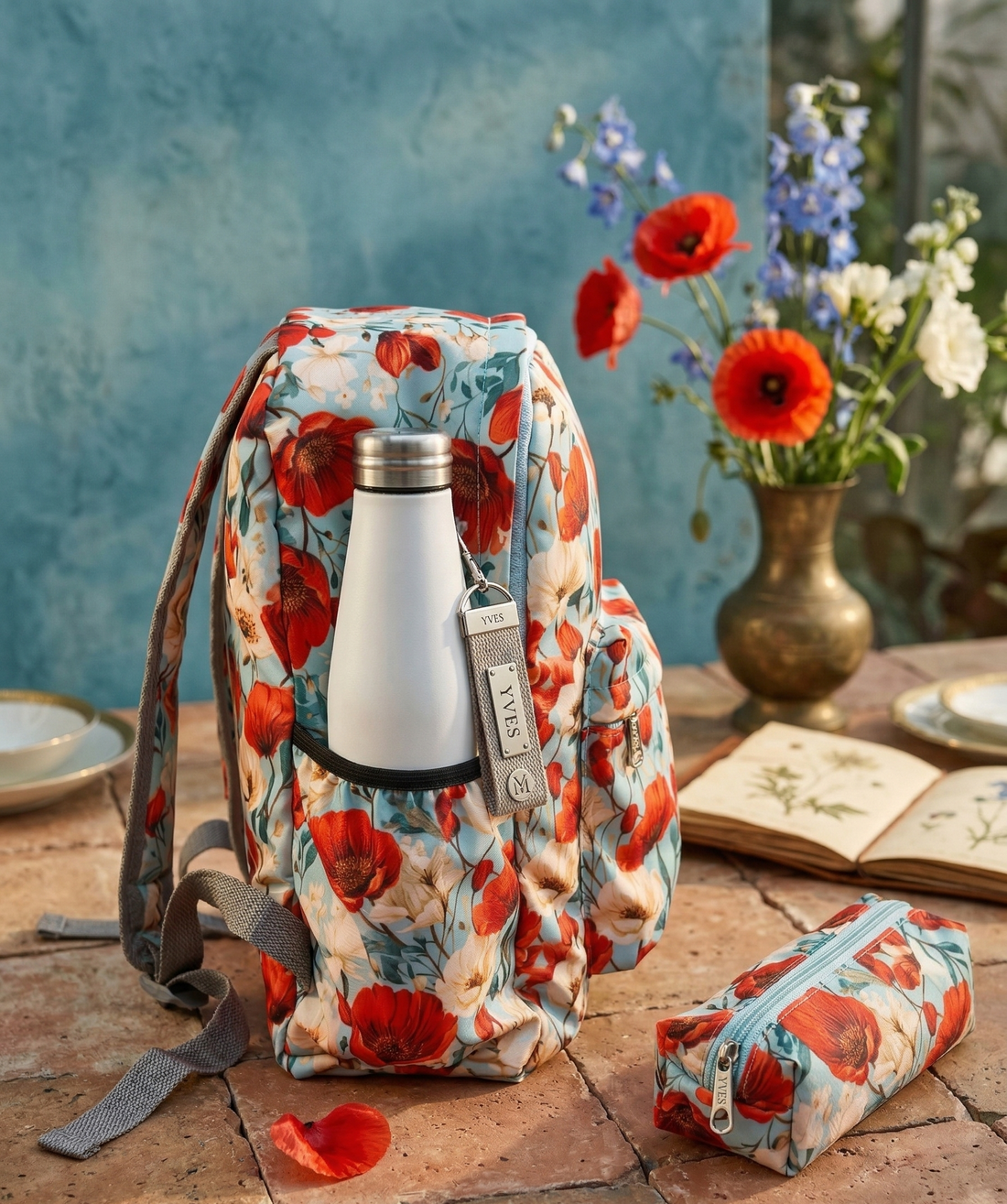 Stylish Printed Backpack for Girls / Females | Multipurpose | Floral Print Travelling Bag for School, College and Official Use | Backpack with Bottle Compartment and Mini Front Pocket | Tuition Bag | Day Bagpacker