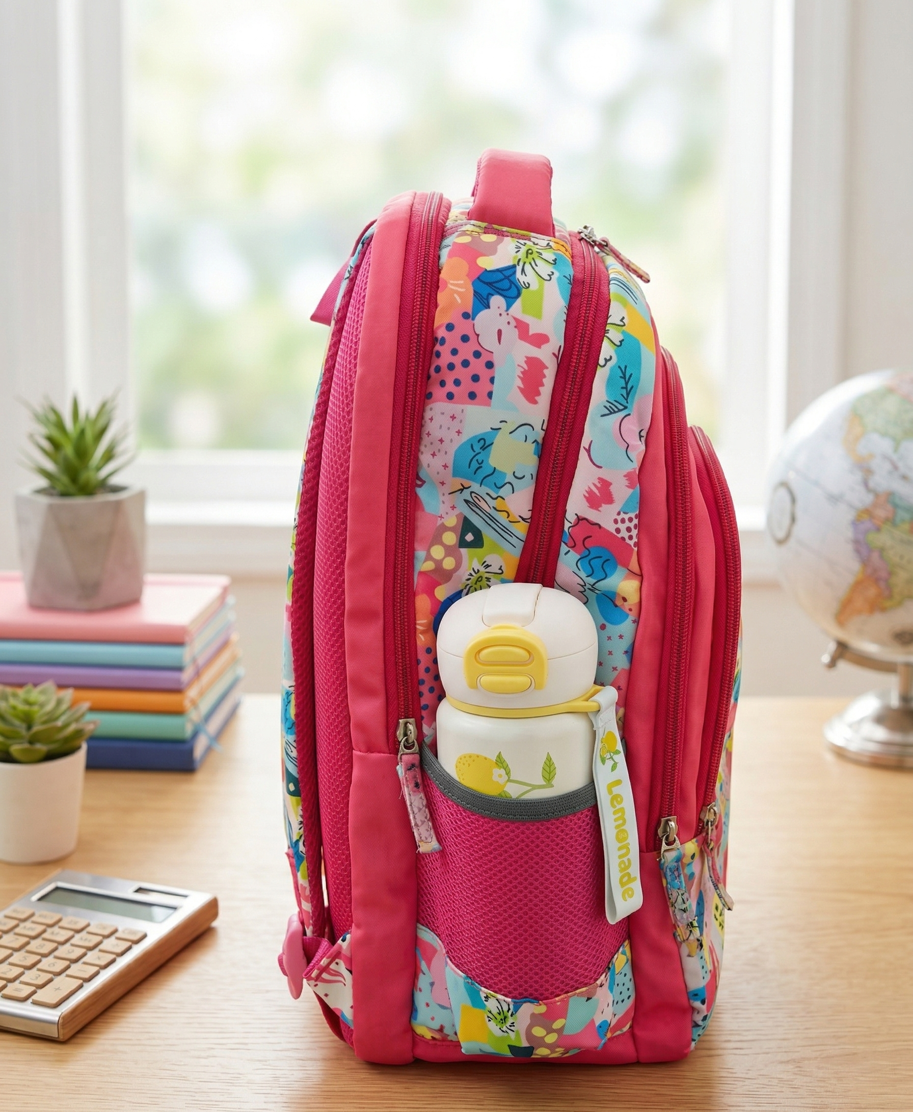 Premium Multi-Print School Bag for Girls and Kids | Spacious Interiors Casual Backpack Perfect for School, Everyday Use - Includes Free Stationery Pouch | 2 in 1 Backpack for Kids | 4 Zip School Bag for Kids