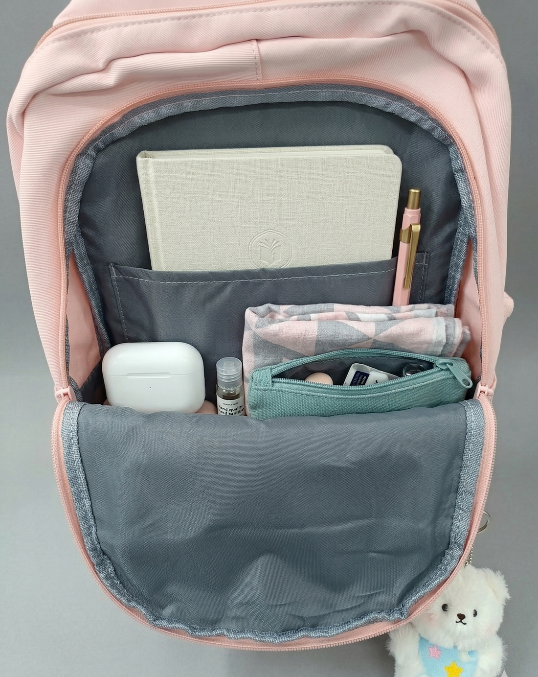 Cute Backpack for School & College Students | Large Capacity Backbag with Plush Keychain | Multiple Pockets | Lightweight Travel & College Bag