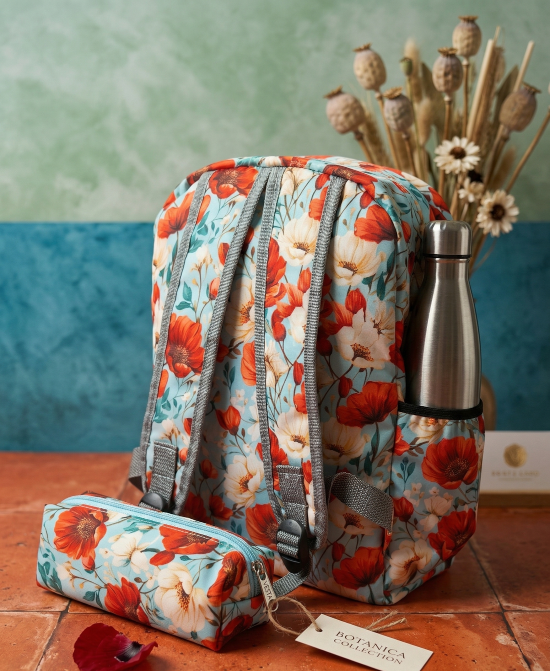Stylish Printed Backpack for Girls / Females | Multipurpose | Floral Print Travelling Bag for School, College and Official Use | Backpack with Bottle Compartment and Mini Front Pocket | Tuition Bag | Day Bagpacker