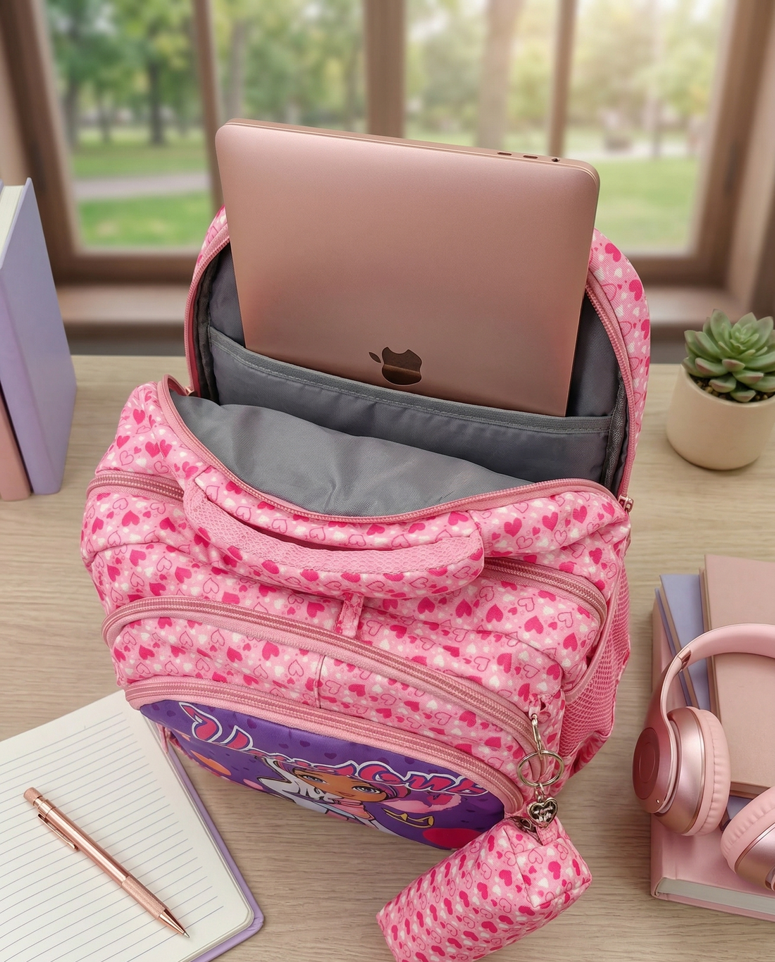 16" Unicorn School Bag for Girls |  Ideal School Bag Picnic Bag & Travelling Bag | 26 Litre | 2 in 1 Bagpack for Kids | 4 Compartment School Bag for Kids |
