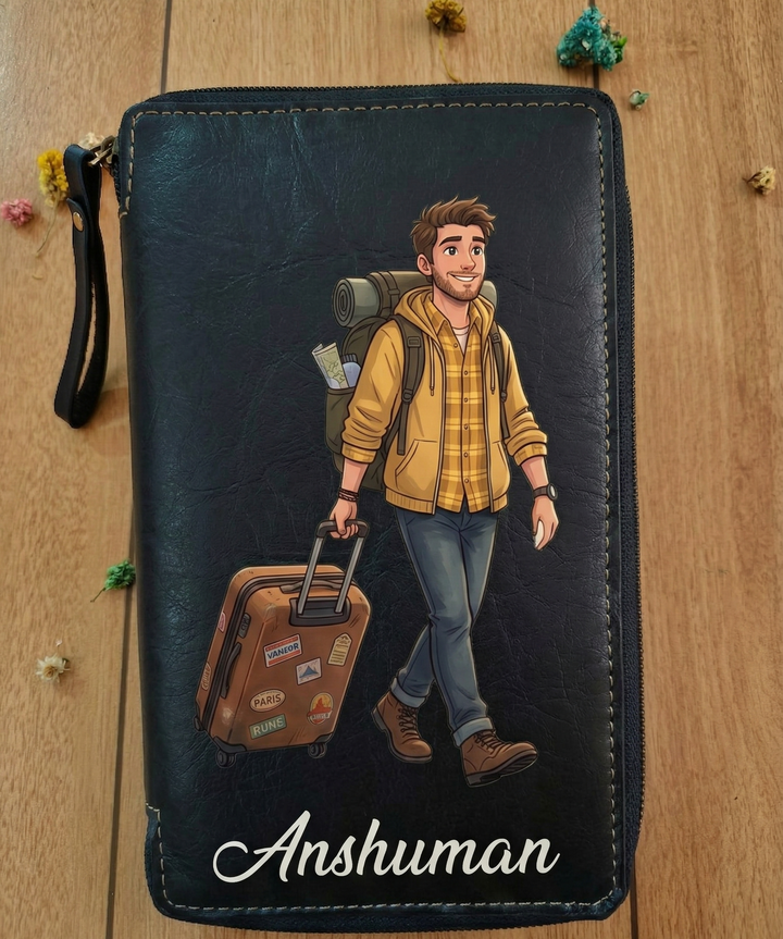 Personalized Travel Wallet | Unisex Personalized Travel Organizer with Custom Image and Name | PU Leather Travel Wallet | Passport Wallet | Passport Cover