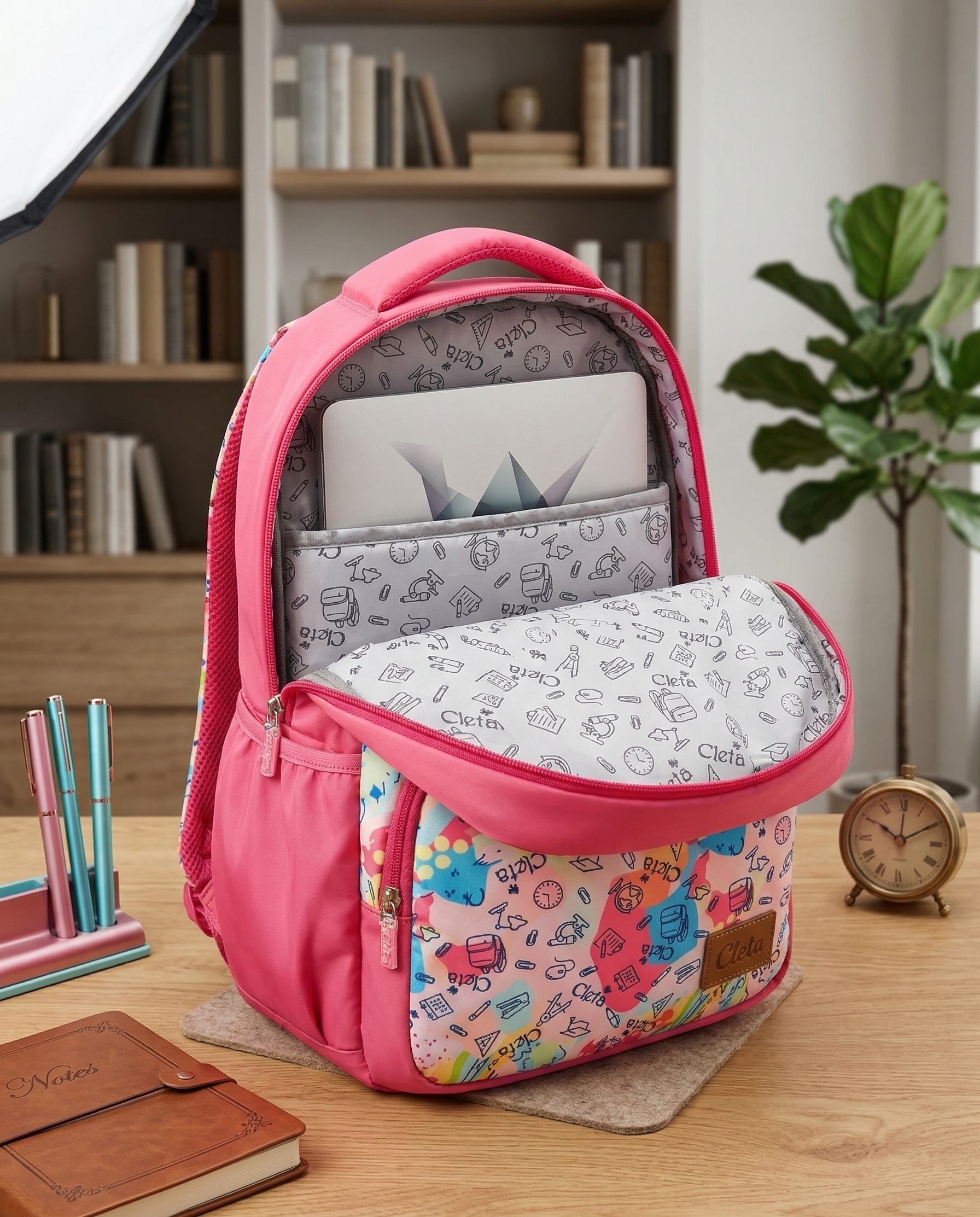 Premium Multi-Print School Bag for Girls and Kids | Spacious Interiors Casual Backpack Perfect for School, Everyday Use - Includes Free Stationery Pouch | 2 in 1 Backpack for Kids | 4 Zip School Bag for Kids