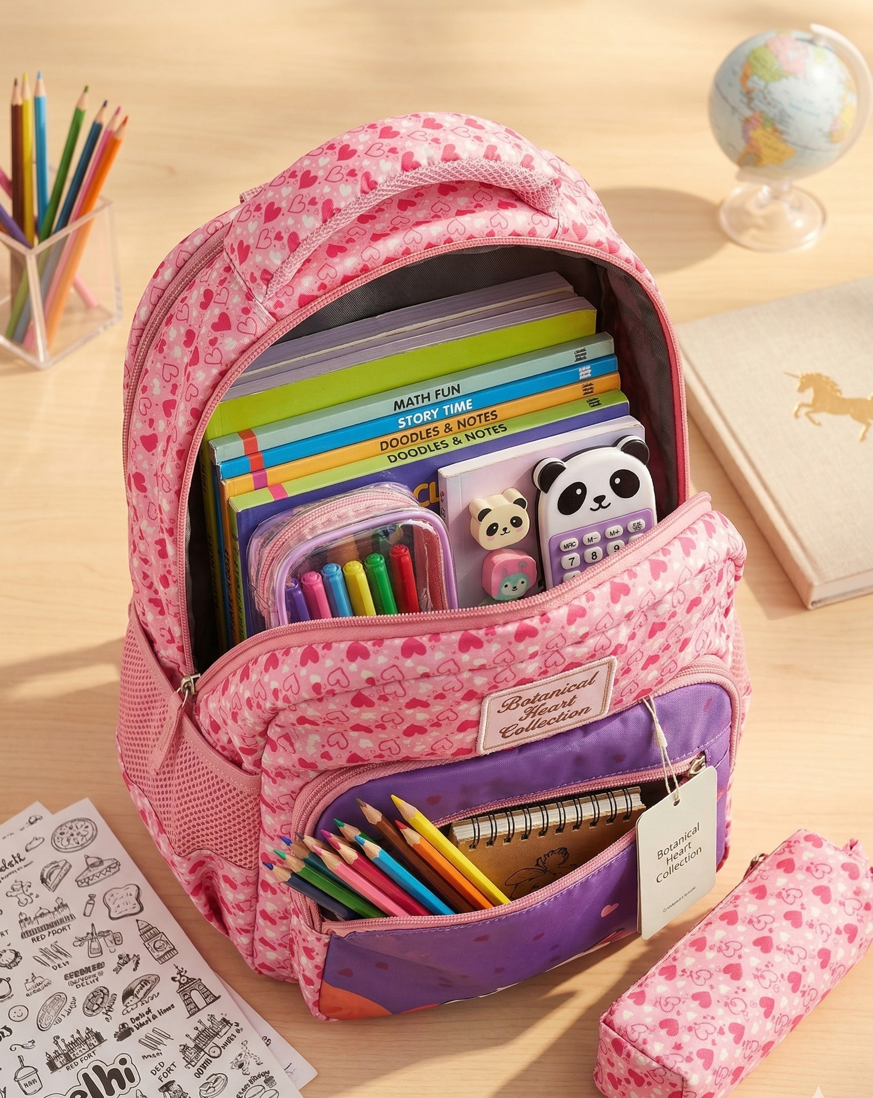 16" Unicorn School Bag for Girls |  Ideal School Bag Picnic Bag & Travelling Bag | 26 Litre | 2 in 1 Bagpack for Kids | 4 Compartment School Bag for Kids |