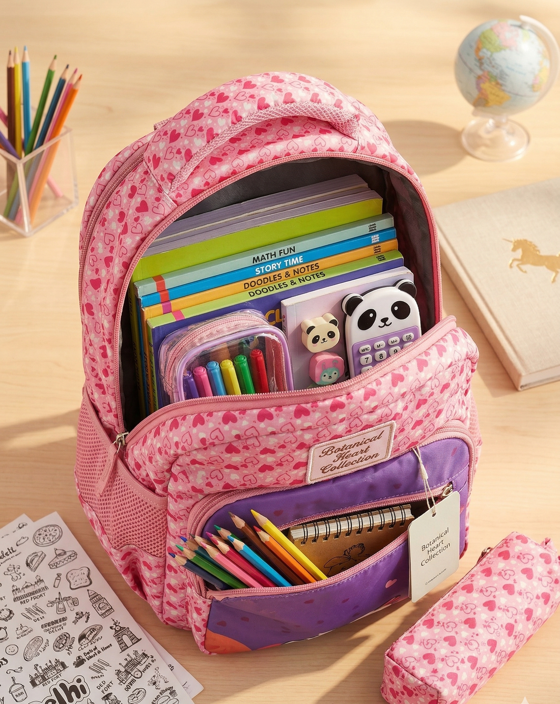 16" Unicorn School Bag for Girls |  Ideal School Bag Picnic Bag & Travelling Bag | 26 Litre | 2 in 1 Bagpack for Kids | 4 Compartment School Bag for Kids |