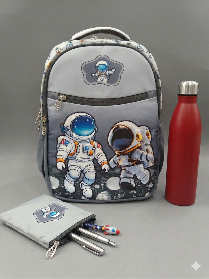 Premium Astronut-Print School Bag for Kids | Spacious Interiors | 17" Casual Backpack Perfect for School, College, Everyday Use