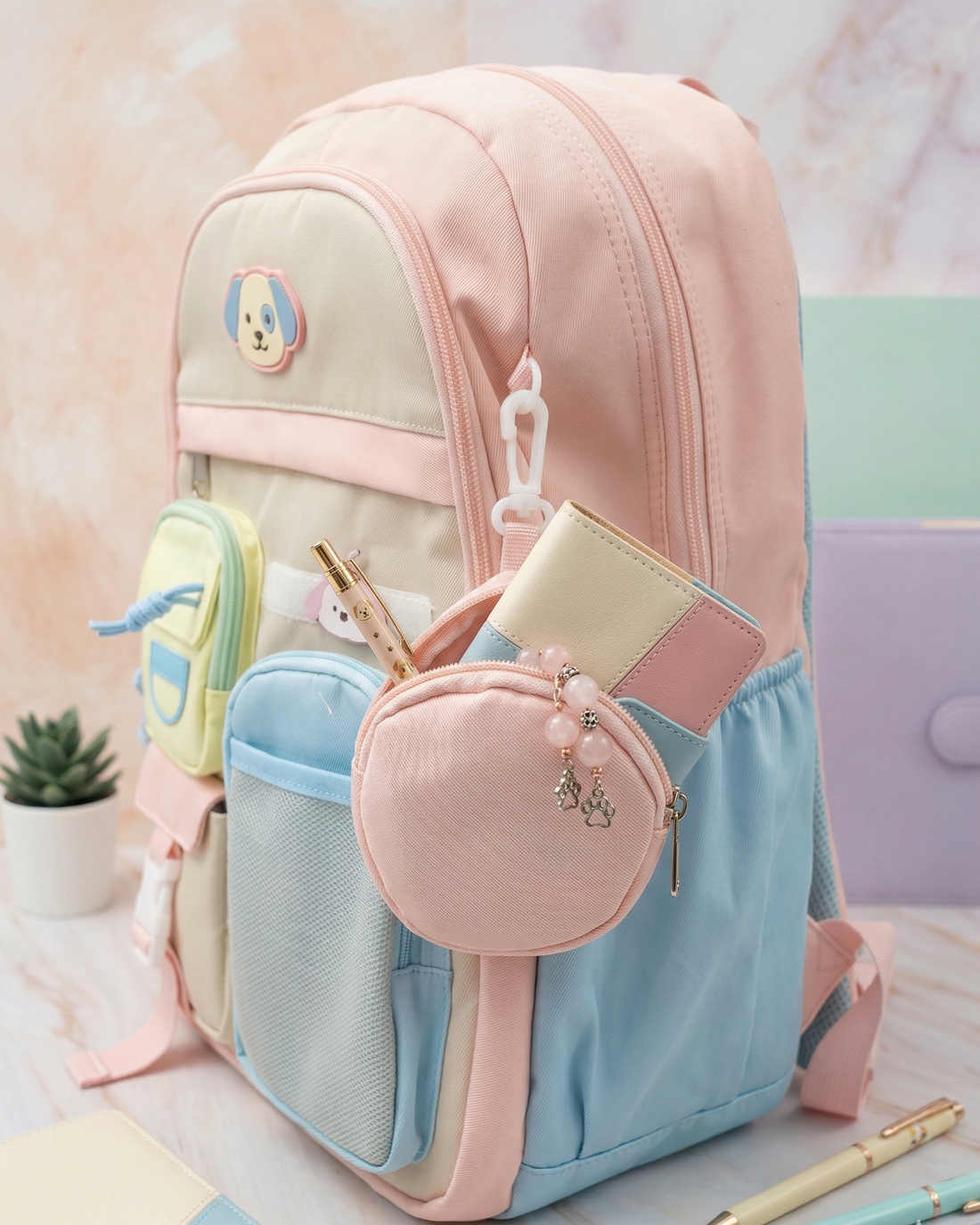 Large Capacity Schoolbag for Girls | Stylish Backpack for Middle School Students | Backpack for Girls with Small Zipper Pouch | 18 Inch Bookbags Backpack for School, Camping, Travel