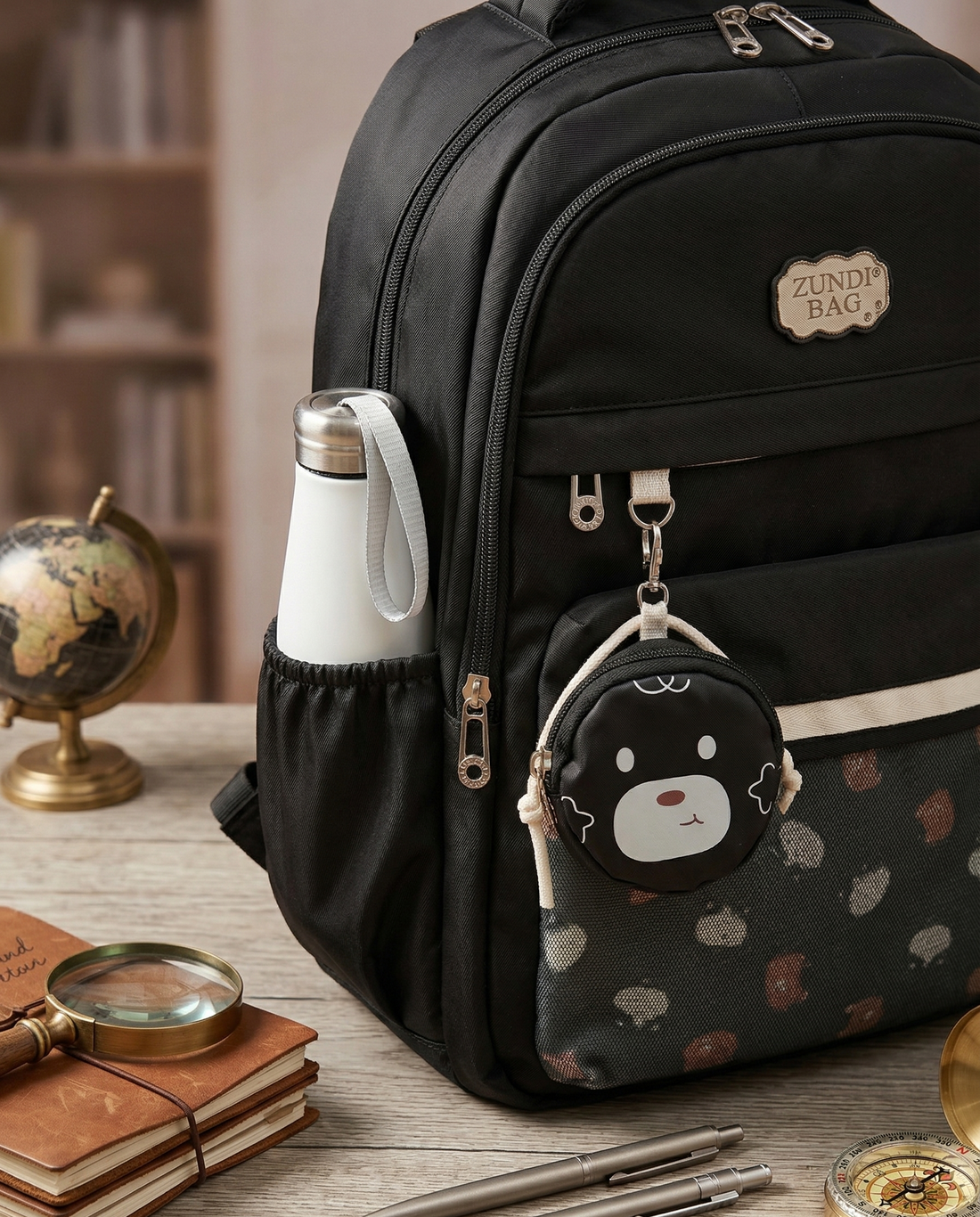 Premium Backpack for School Student | Double Shoulder Bag with Cute Bear Removable Pouch | Clear Pocket | Large Capacity Dopamine Colors Daypack