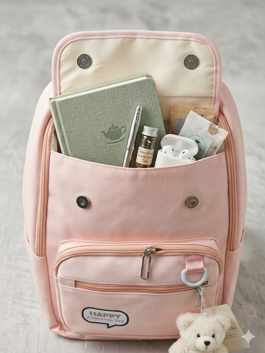 Cute Backpack for School & College Students | Large Capacity Backbag with Plush Keychain | Multiple Pockets | Lightweight Travel & College Bag