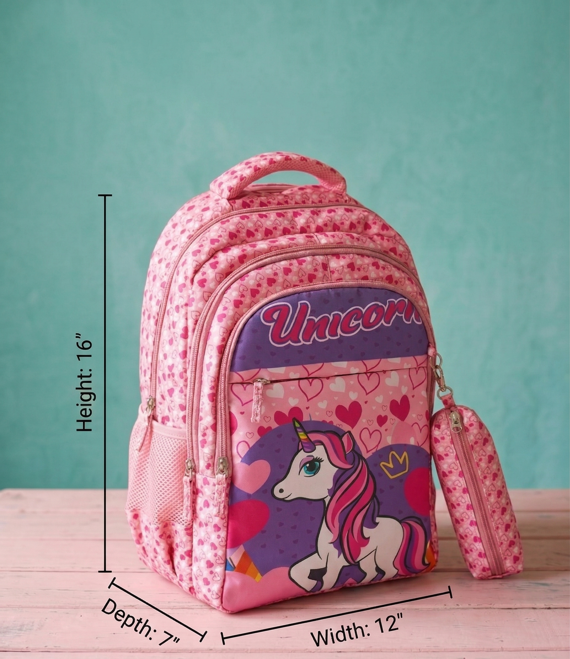 16" Unicorn School Bag for Girls |  Ideal School Bag Picnic Bag & Travelling Bag | 26 Litre | 2 in 1 Bagpack for Kids | 4 Compartment School Bag for Kids |