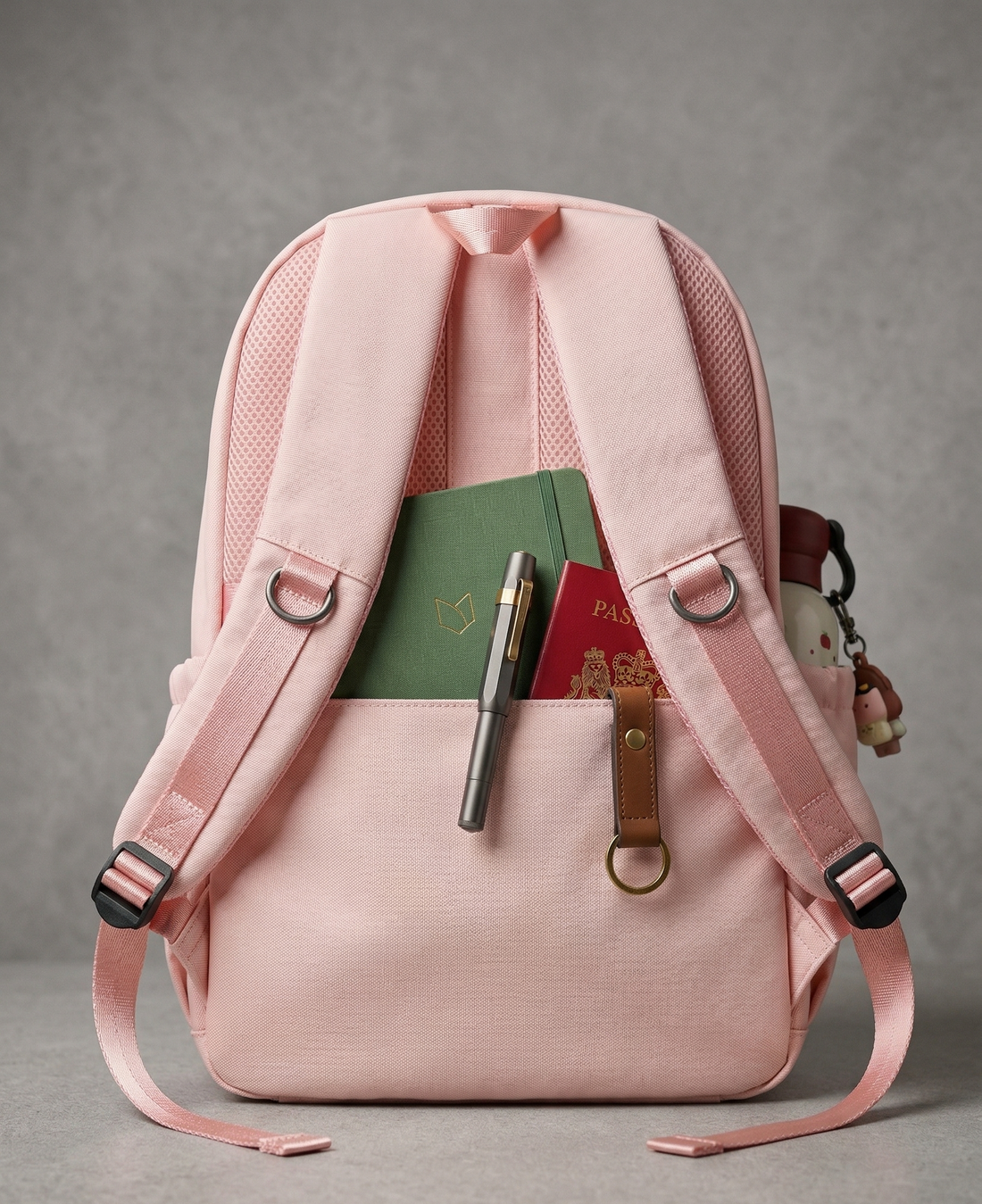 Cute Backpack for School & College Students | Large Capacity Backbag with Plush Keychain | Multiple Pockets | Lightweight Travel & College Bag