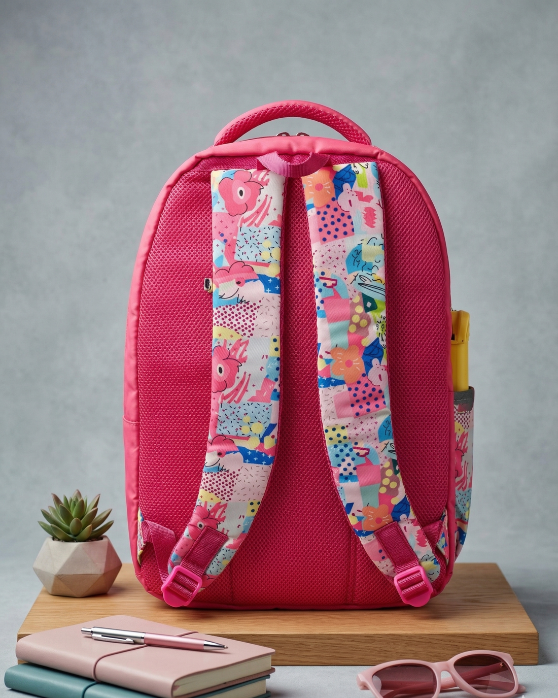 Premium Multi-Print School Bag for Girls and Kids | Spacious Interiors Casual Backpack Perfect for School, Everyday Use - Includes Free Stationery Pouch | 2 in 1 Backpack for Kids | 4 Zip School Bag for Kids