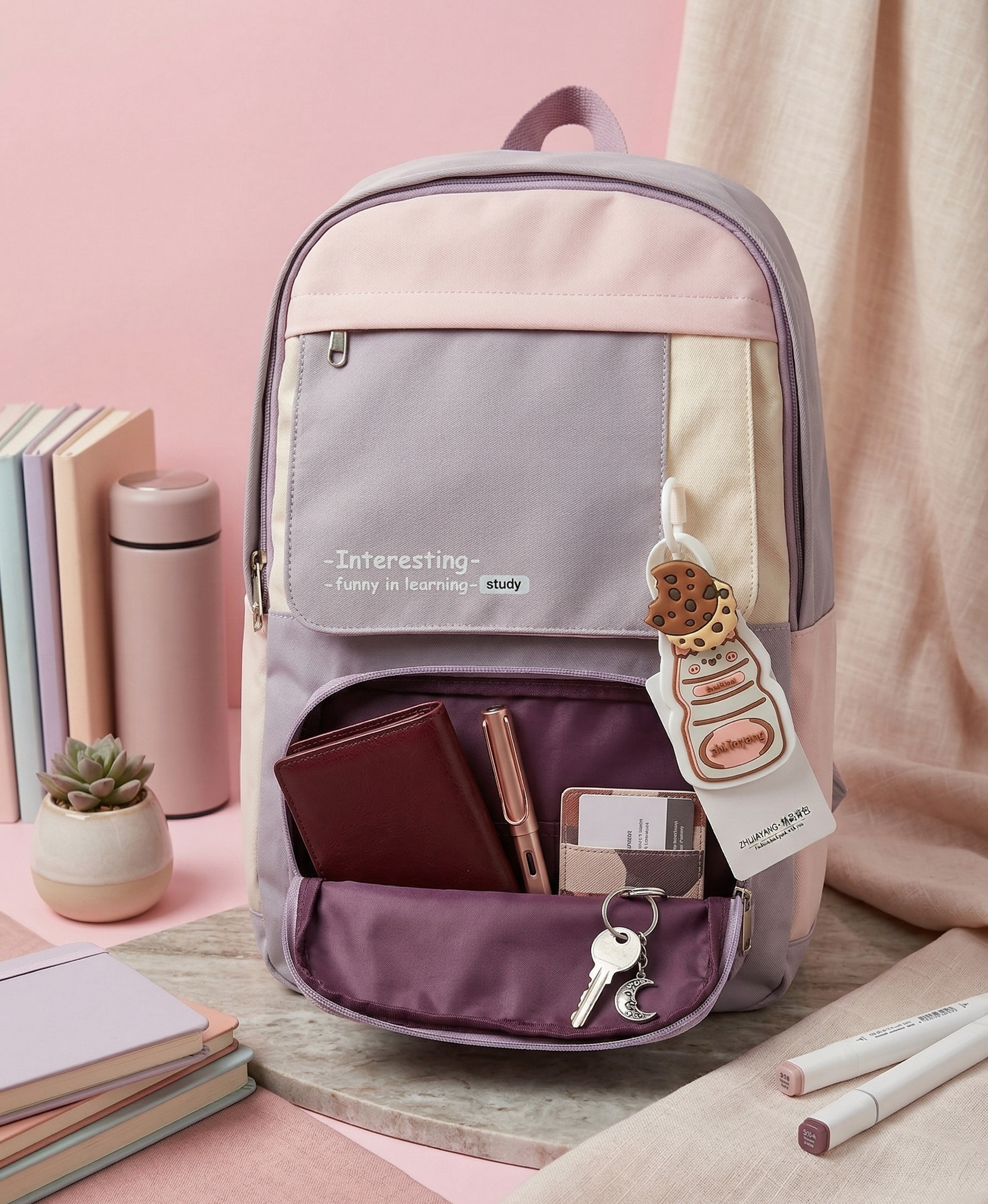 School Backpack | Book Bag for School / College | Double Layer Backpack | Waterproof Travel Bag with Trolley Sleeve, Padded Shoulder Strap Design | Casual Fashion for School ,College and Travel