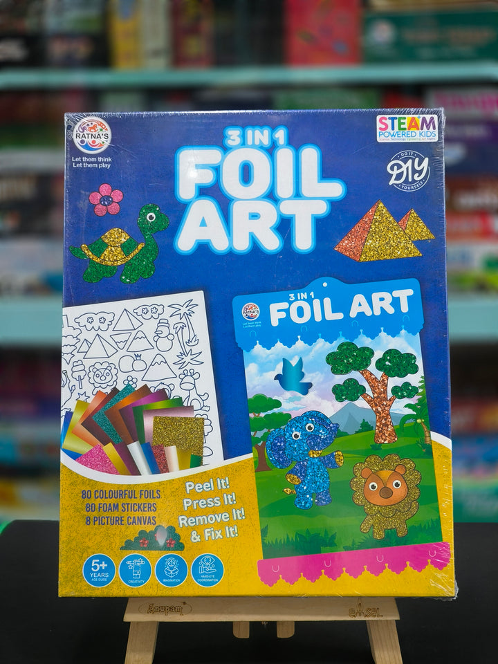 RATNA'S 3 in 1 Foil Art DIY Creative Activity Kit | STEAM Powered Art & Craft Activity | Foil Fun Craft Kits & Supplies | For Age 5 Years & Above - KtoY