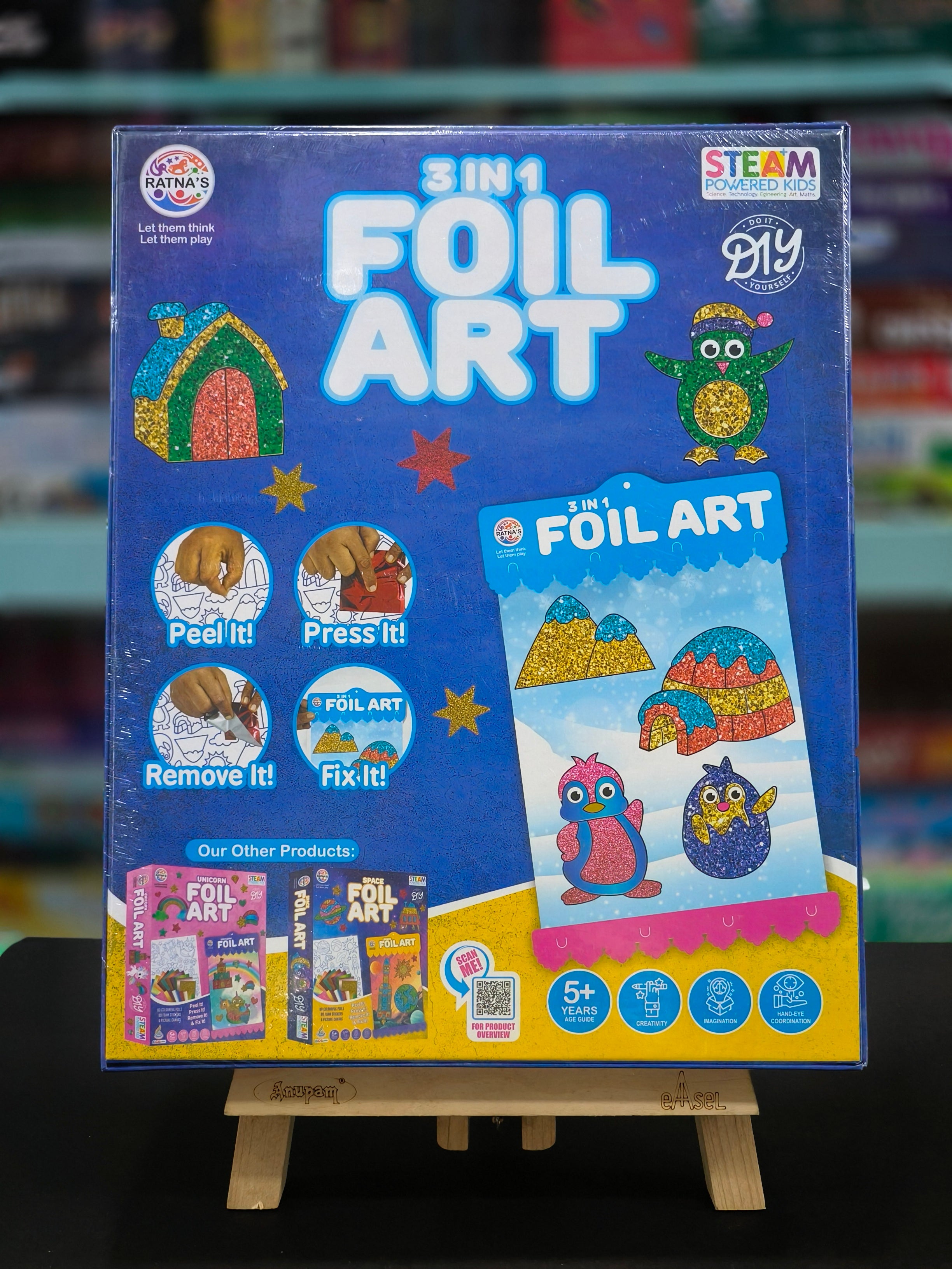 RATNA'S 3 in 1 Foil Art DIY Creative Activity Kit | STEAM Powered Art & Craft Activity | Foil Fun Craft Kits & Supplies | For Age 5 Years & Above - KtoY