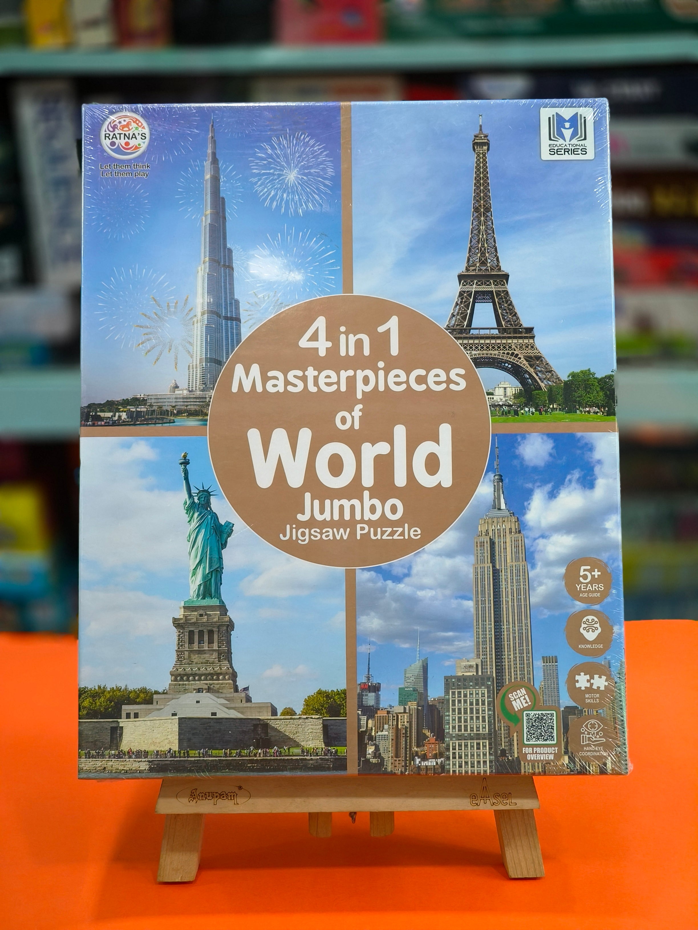 Ratna's 4 in 1 Masterpieces of World Jumbo Jigsaw Puzzle (4 x 99 Pieces) | Size 36 x 28.5 cm for Each Puzzle | Educational Toy | For Kids Ages 5+ Years - KtoY