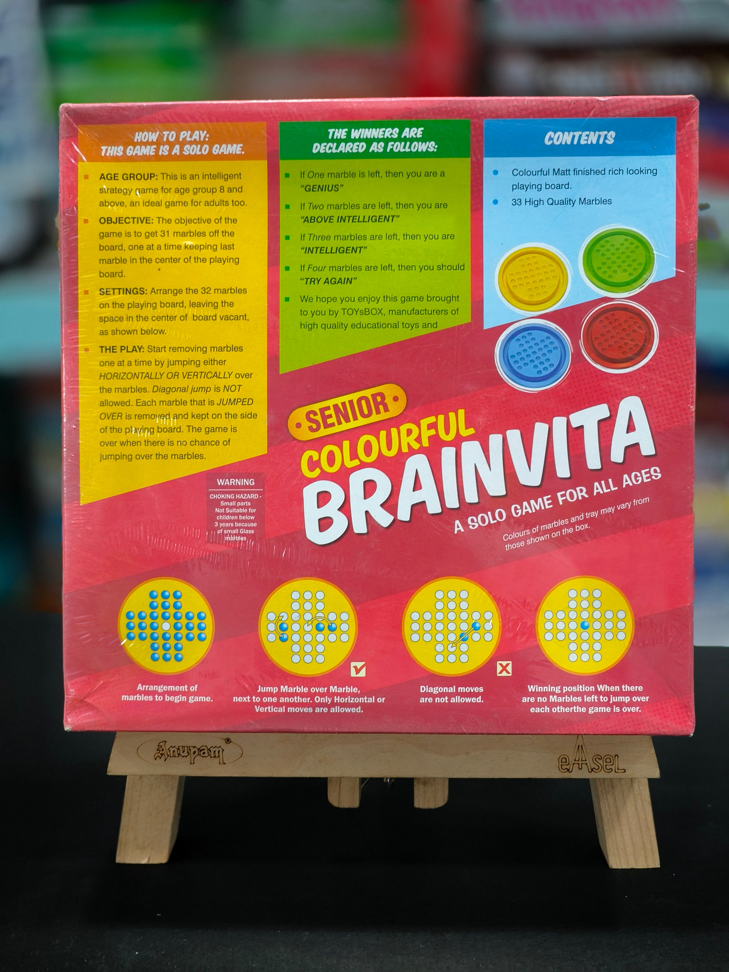 Toysbox Colourful Brainvita Senior Mind Challenging Board Game with 32 Marbles | Marble Solitaire | Suitable for Ages 5 Years and Above, Kids - KtoY