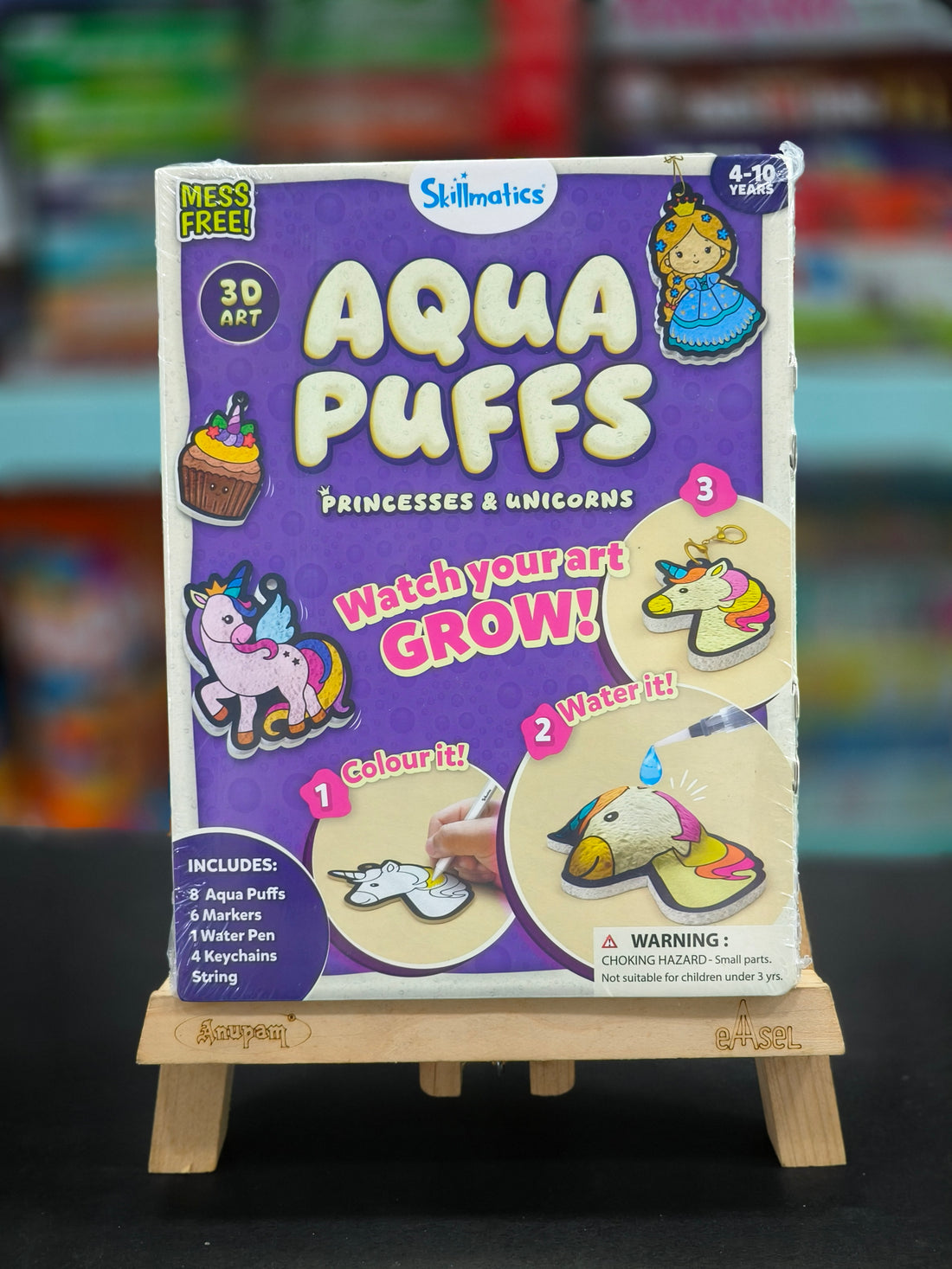 Skillmatics 3D Art Kit - Aqua Puffs Princesses & Unicorns | Mess-Free Painting Craft for Kids | DIY Colour & Inflate Activity | Travel Activity & Creative Gifts for Girls & Boys | Ages 4 - 10 Years - KtoY