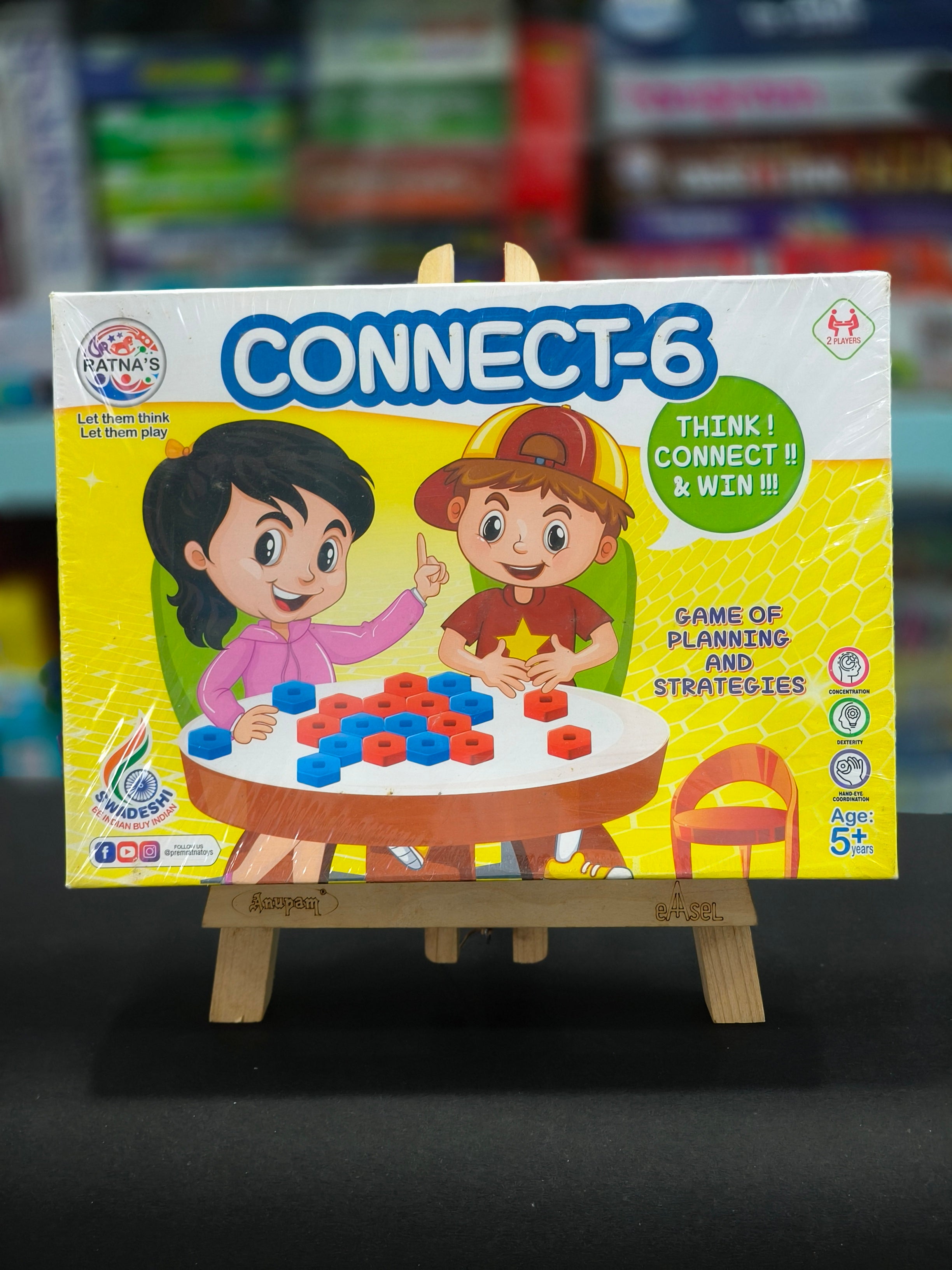 RATNA'S Mind Challenge Connect 6 Game | Think, Connect & Win | Party & Fun Board Game | Ages 5 & Above - KtoY