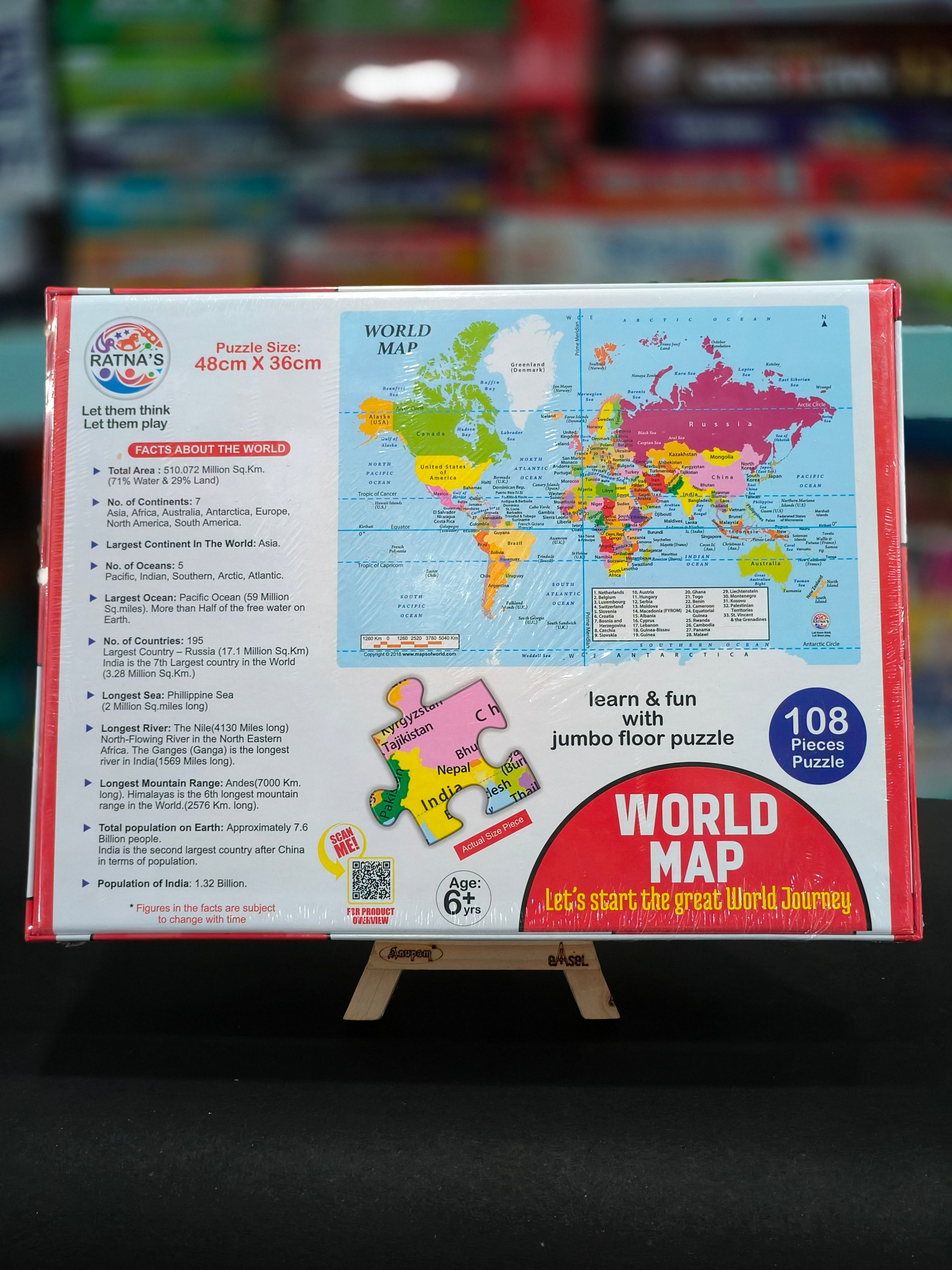 RATNA'S Educational Jigsaw Puzzle Range for Kids (World MAP) | Ages 6 Years & Above - KtoY