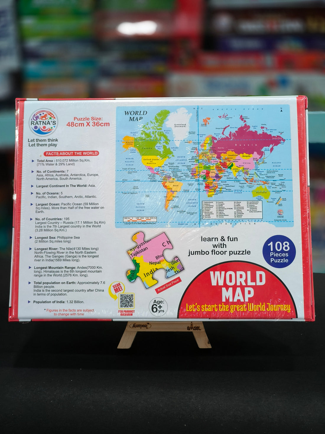 RATNA'S Educational Jigsaw Puzzle Range for Kids (World MAP) | Ages 6 Years & Above - KtoY