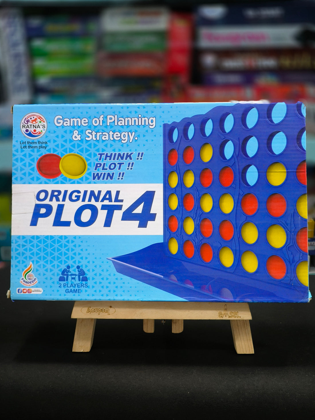 Ratna's Original Plot 4 Big Board Game Family Game Strategy Game for 2 Players | Ages 5 & Up - KtoY