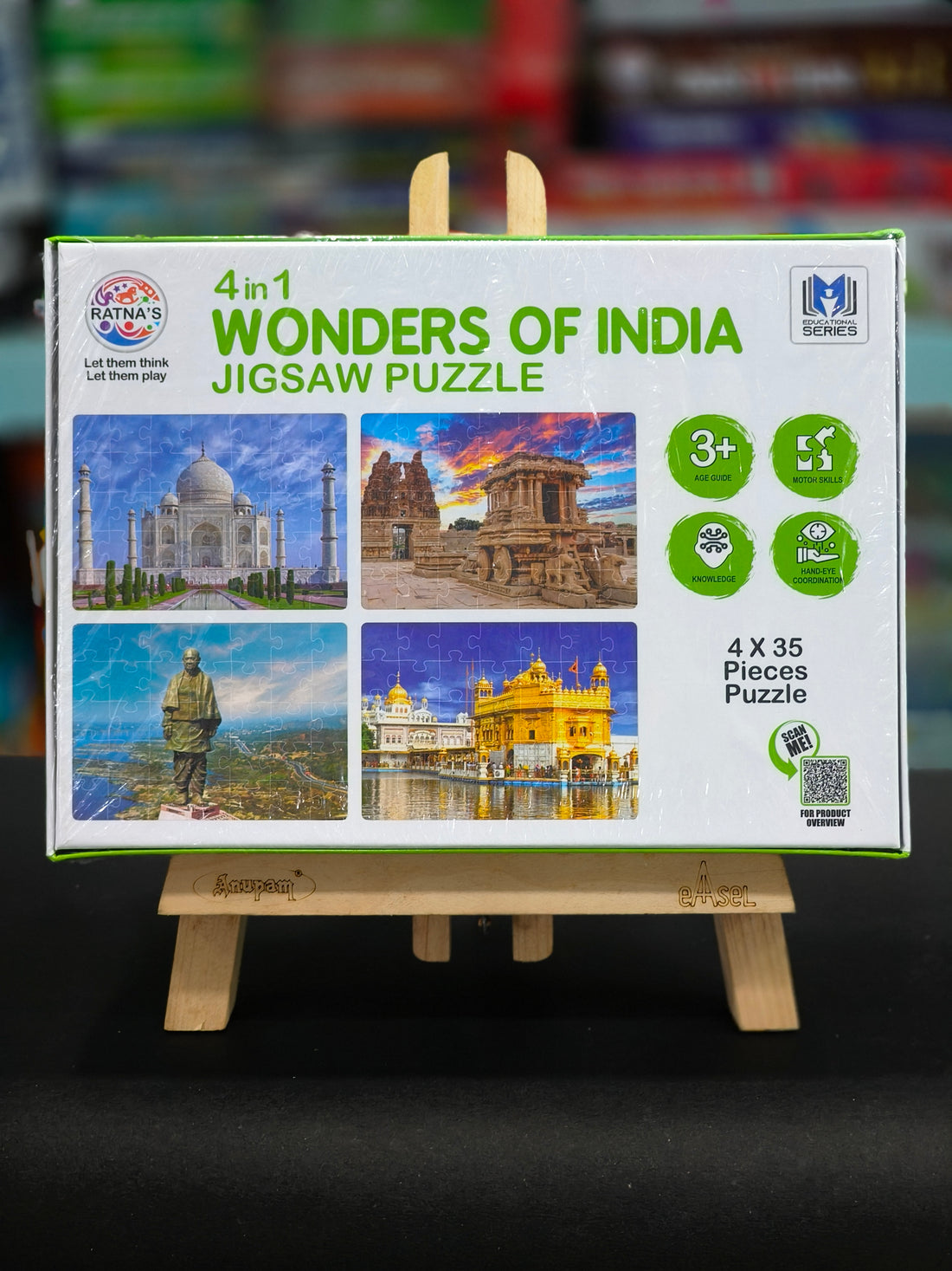 Ratna's 4 in 1 Wonders of India Jigsaw Puzzle (4 x 35 Pieces) | Each Puzzle Size 24 x 17 cm | Educational Toy | For Kids 3+ Years - KtoY