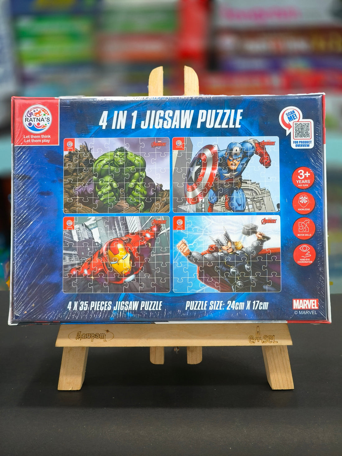 Ratna's 4 in 1 Disney Jigsaw Puzzle 140 Pieces for Kids | 4 Jigsaw Puzzles | 35 Pieces Each (Avengers Solo) | For Ages 3 & Above - KtoY