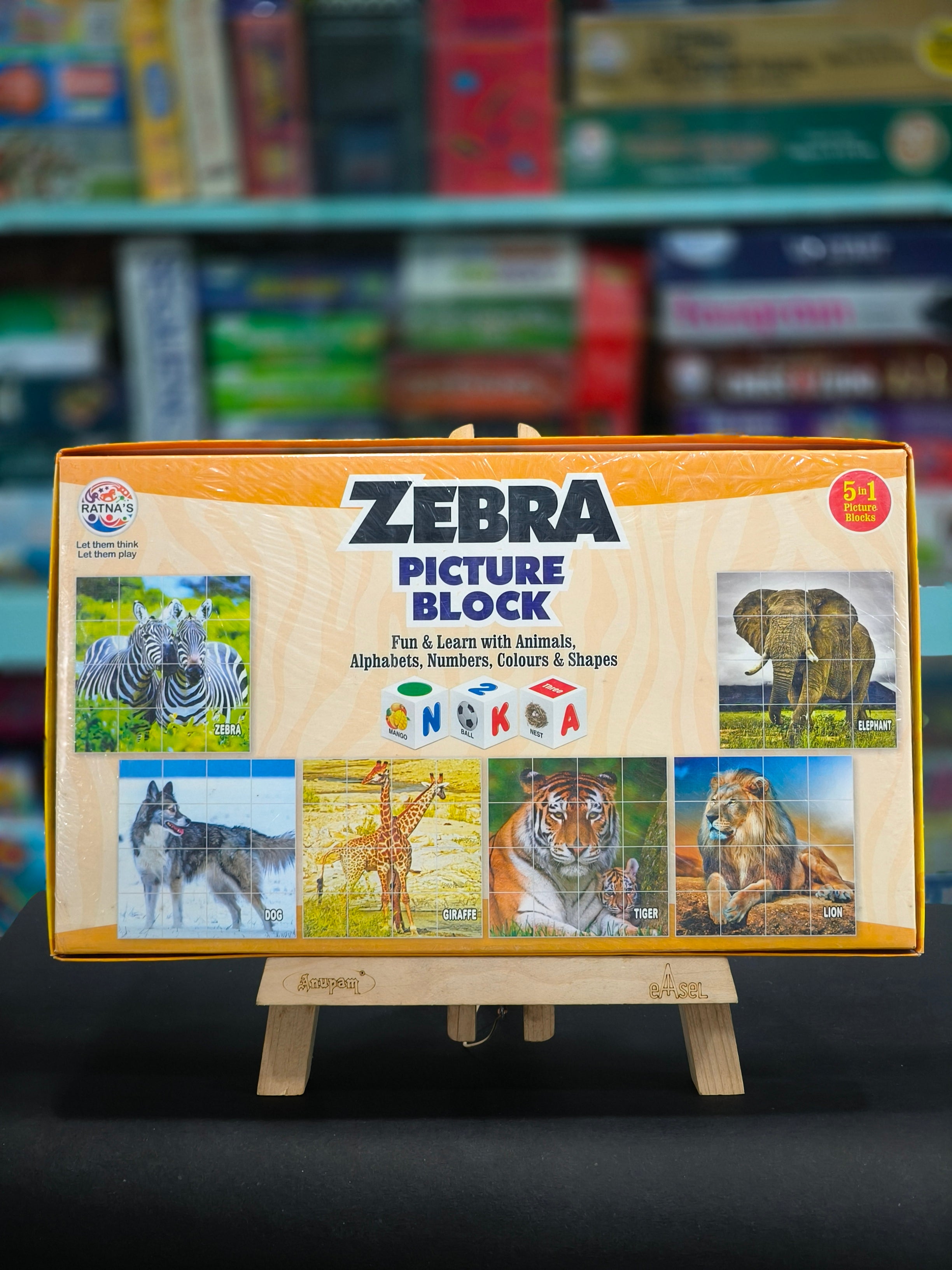 Ratna's Educational Zebra Animal Blocks for Kids to Enhance Their knowldege About Different Animals and Educational English Blocks to Improve Vocabulary | For Ages 3 & Above - KtoY